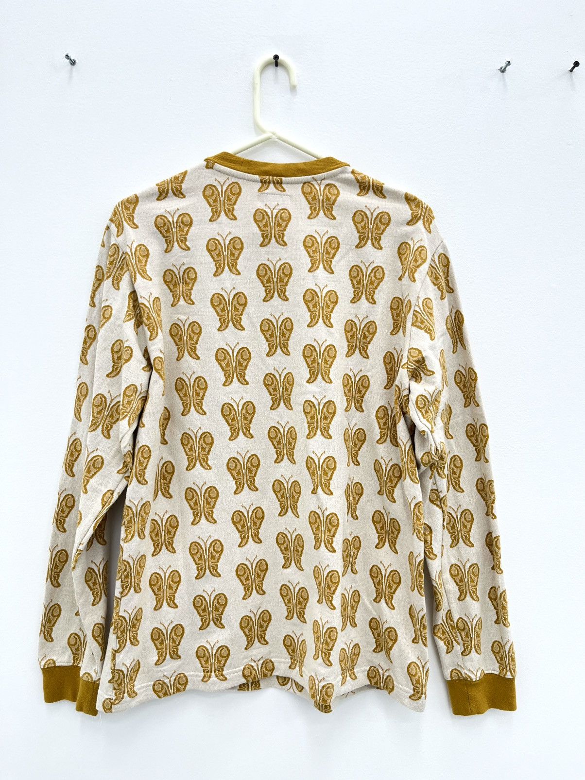 Supreme Supreme Butterfly Jacquard Sweater Yellow Cream Medium SS18 Size US M / EU 48-50 / 2 - 2 Thumbnail