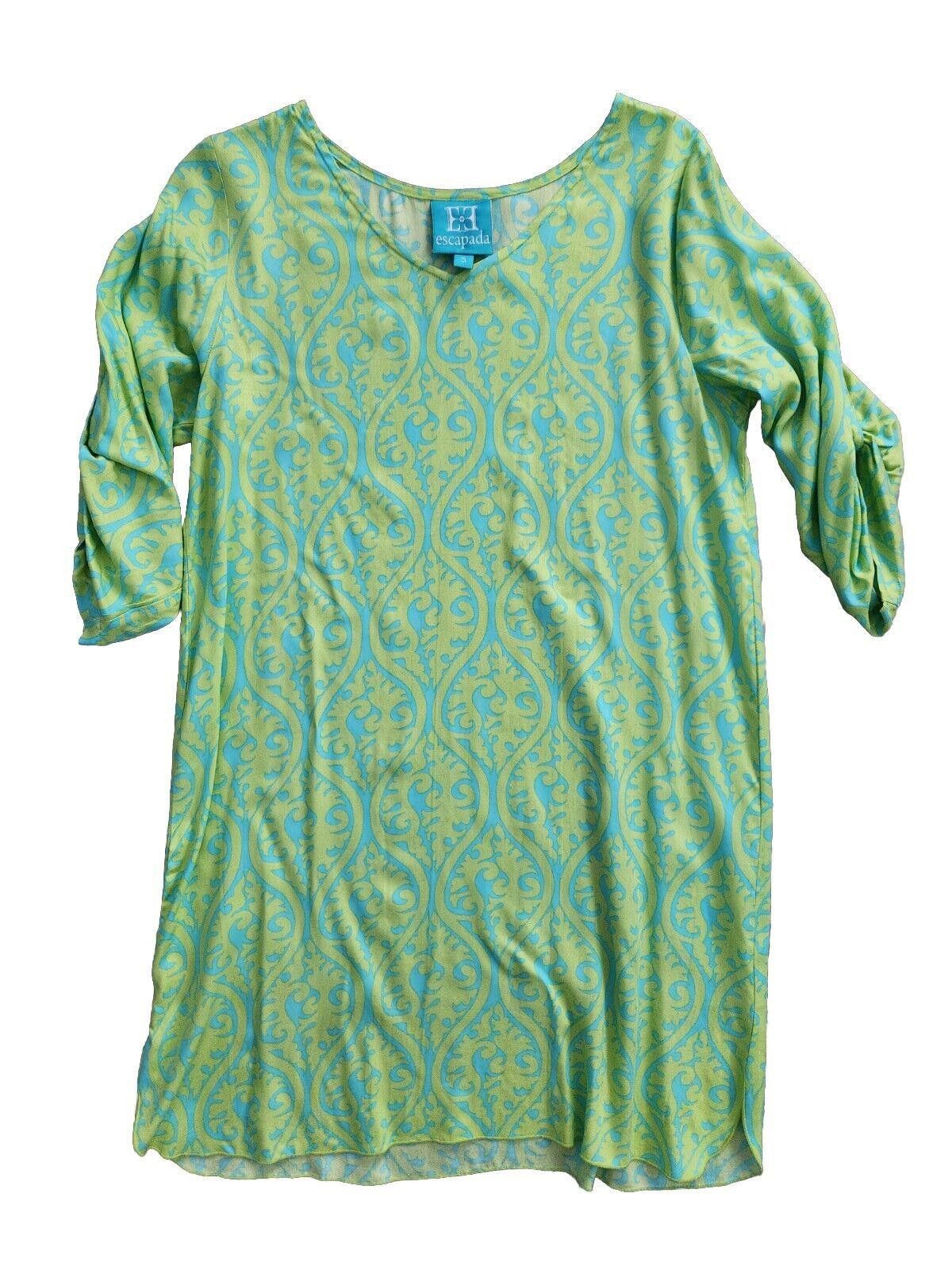 Designer Escapada Dress Small Green Blue 3/4 Sleeves Shift Summer Size S / US 4 / IT 40 - 1 Thumbnail