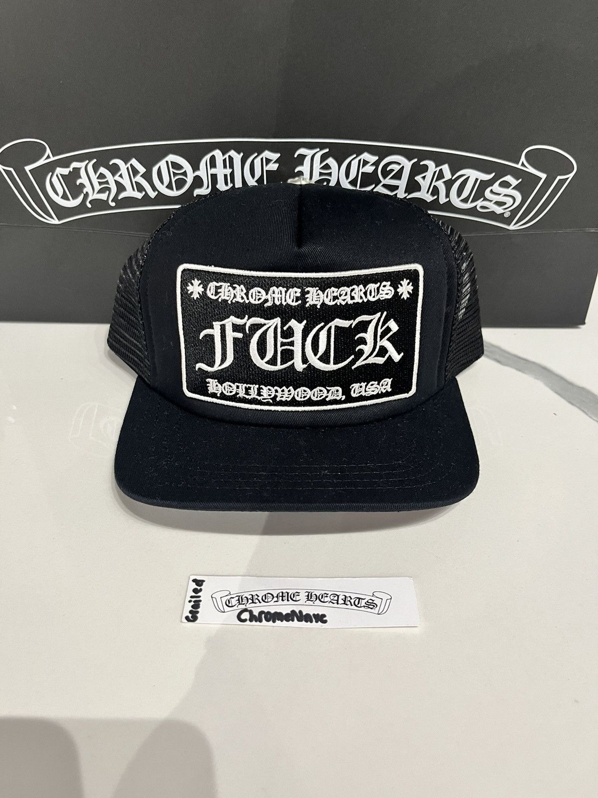 image of Chrome Hearts Fck Trucker in Black/White, Men's