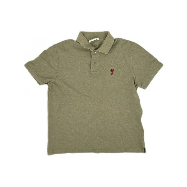 AMI AMIPARIS Cotton Fit Green Polo Shirt -2507 Size US L / EU 52-54 / 3 - 2 Thumbnail