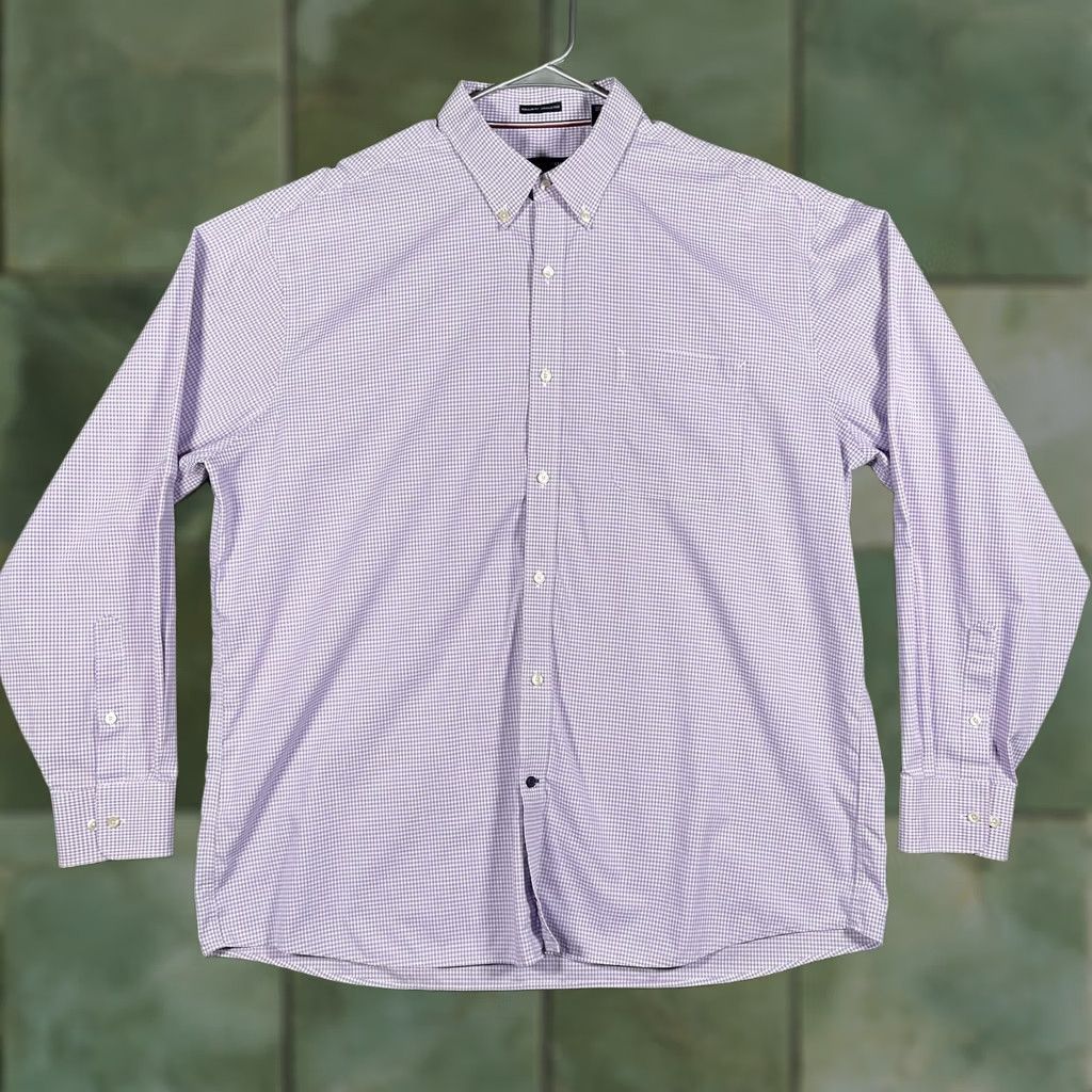 Tommy Hilfiger Tommy Hilfiger Shirt Mens 2XL Purple Gingham Dress Button-Down Wrinkle Free Size 48R - 1 Thumbnail