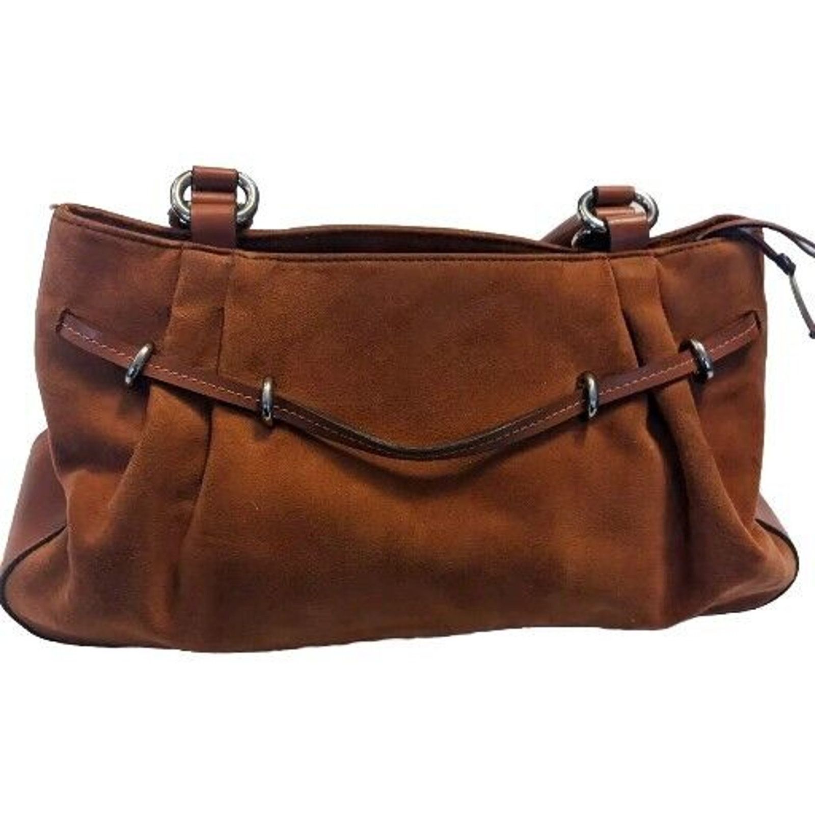 Other Mandani NY Satchel Bag Suede & Leather Chrome Accents Roomy Size ONE SIZE - 2 Thumbnail