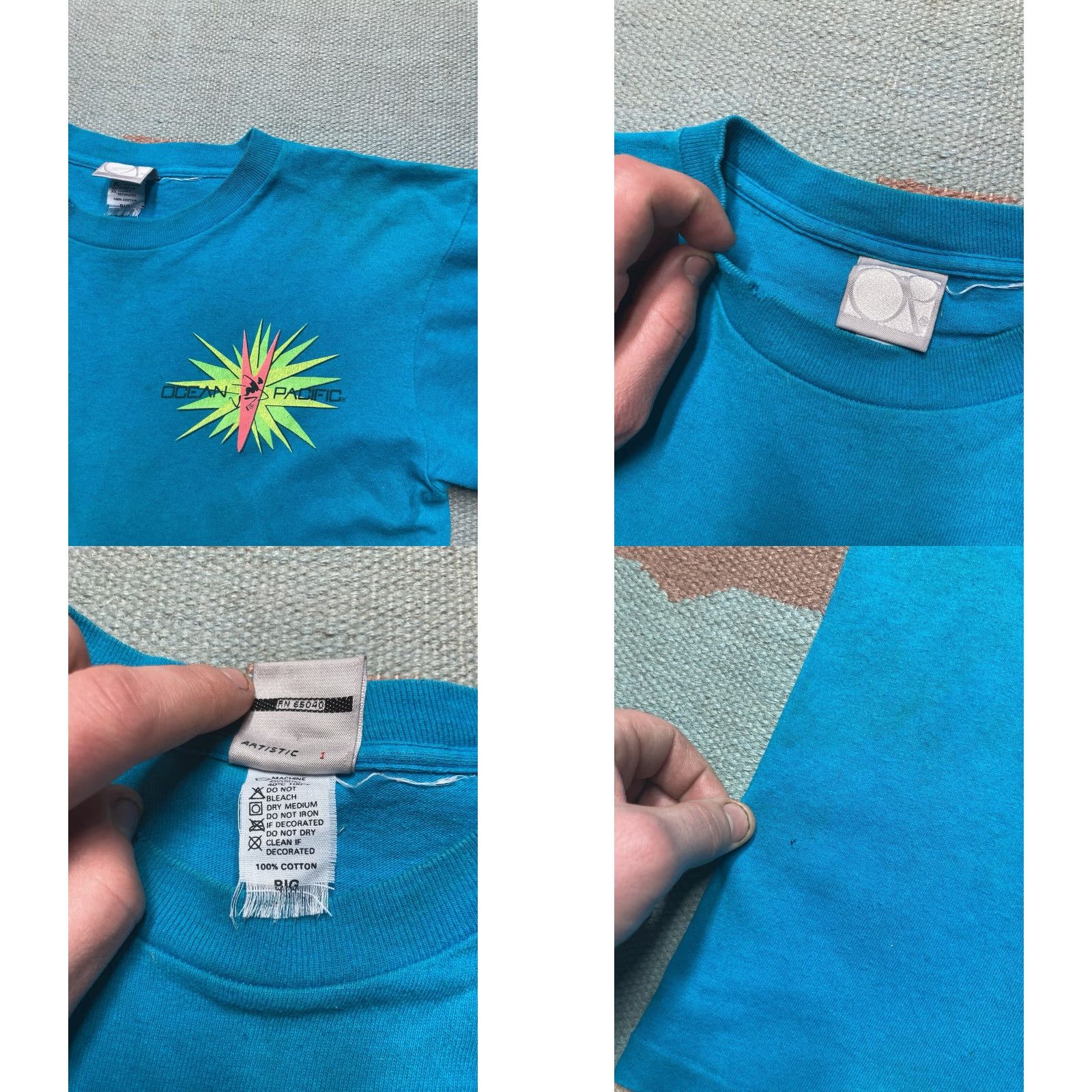 Ocean Pacific VINTAGE Ocean Pacific 90s T-Shirt Mens Graphic Surf Skate OP Single Stitch Teal Small Size US S / EU 44-46 / 1 - 8 Thumbnail