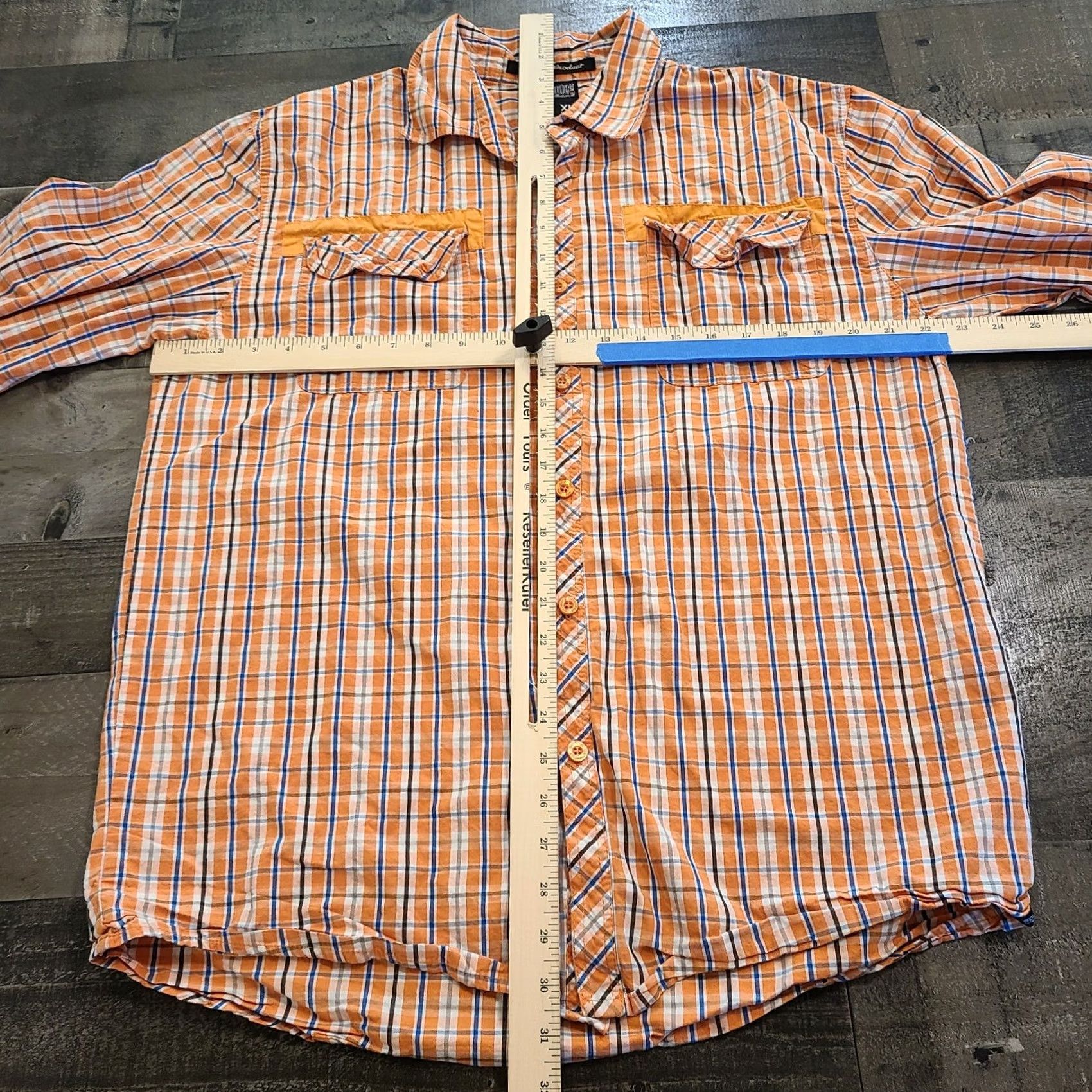 Southpole Southpole Shirt Mens XL Orange Hexagon Plaid Long Sleeve Button Up Collared Size US XL / EU 56 / 4 - 5 Thumbnail