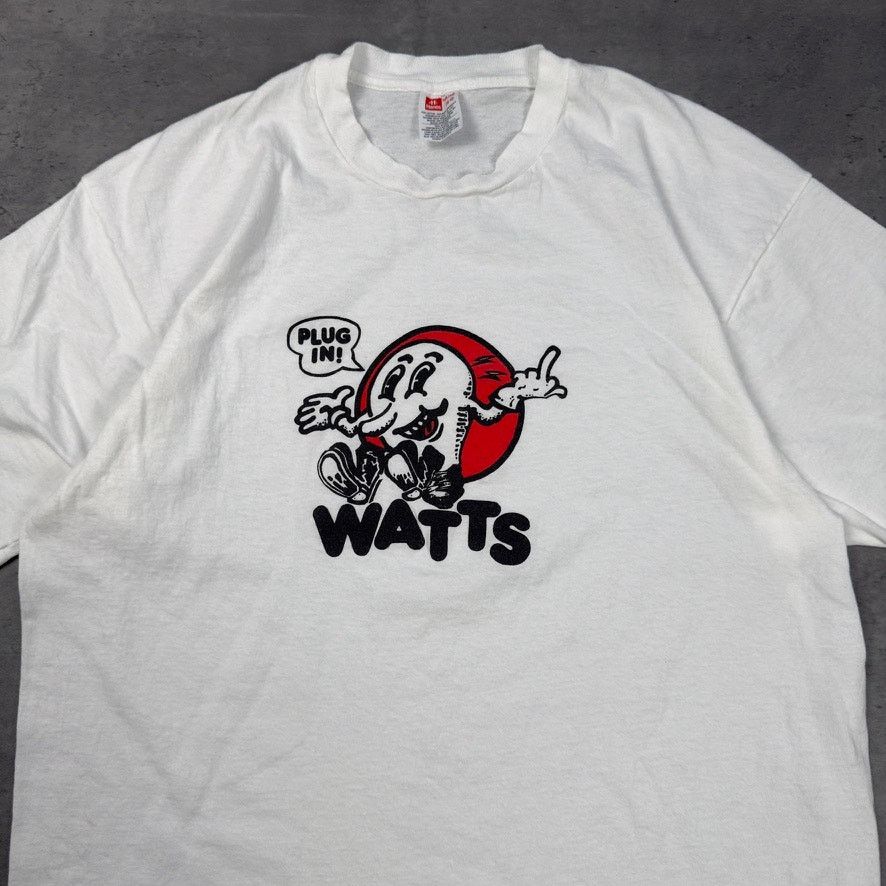 Hanes × Vintage Vintage Single Stitch Watts Plug In Middle Finger T Shirt Size US L / EU 52-54 / 3 - 2 Thumbnail
