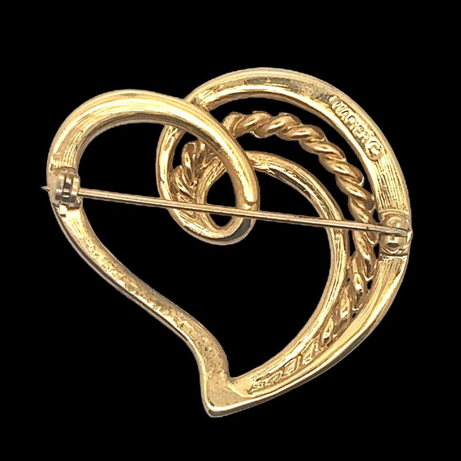 & Other Stories Vintage Signed Napier Twist Rope Heart Gold Tone Brooch Pin Size ONE SIZE - 2 Thumbnail