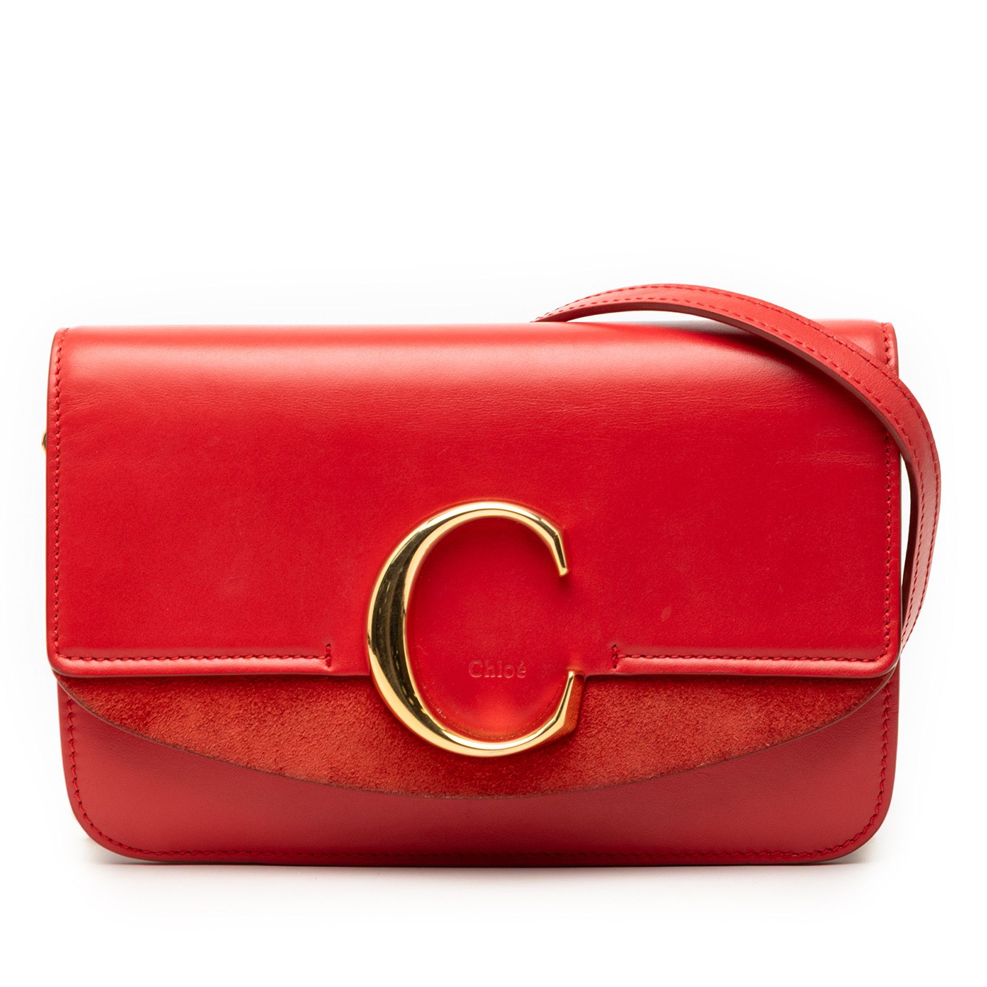 Salvatore Ferragamo Salvatore Ferragamo Small Calfskin and Suede C Clutch With Chain Size ONE SIZE - 1 Thumbnail