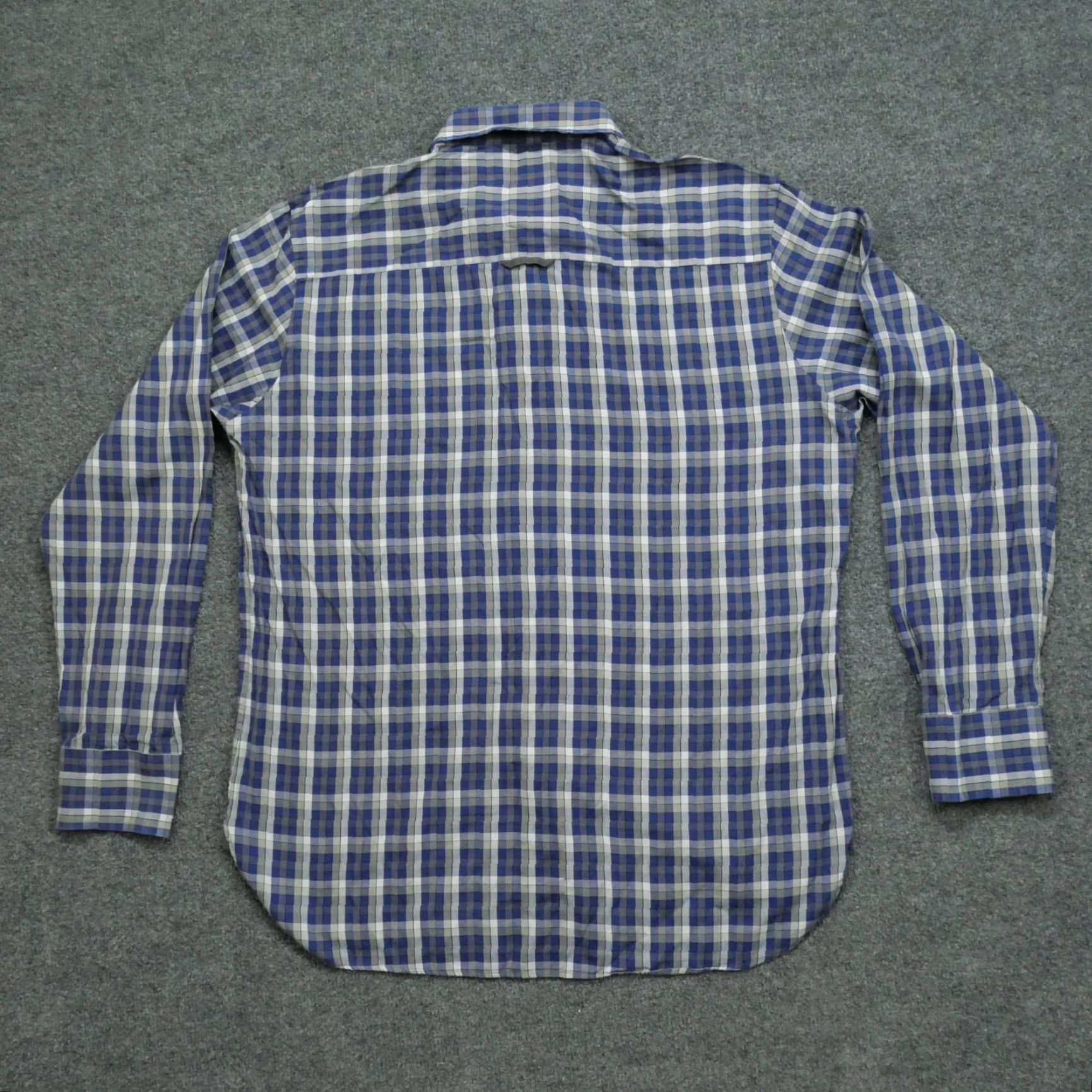 Vintage Sebastien James Shirt Mens XL Blue Grey Plaid Button Up Long Sleeve Slim Fit Size US XL / EU 56 / 4 - 6 Thumbnail