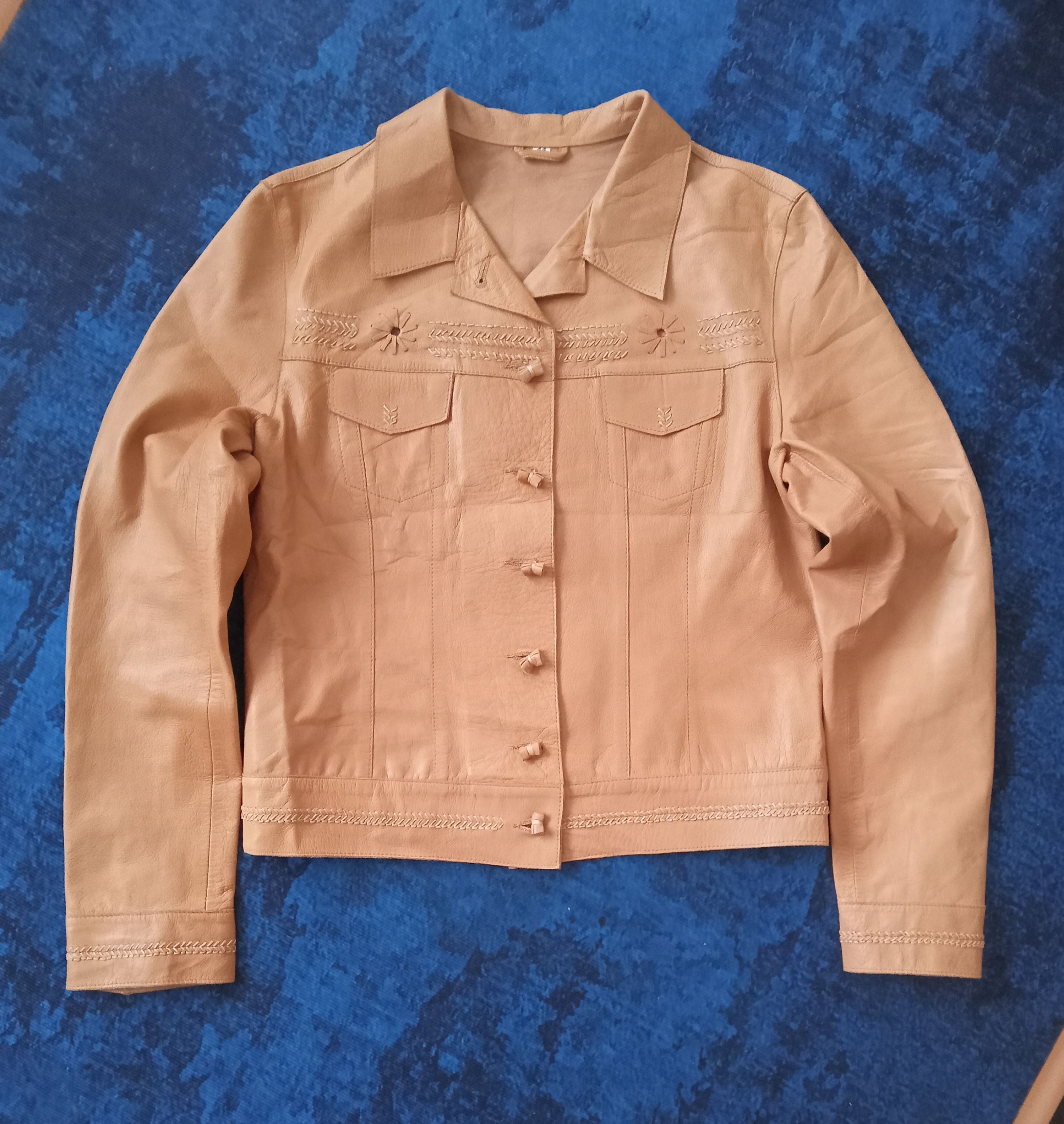 Designer Dual View Milano Ricamato A Mano Rare Design Leather Jacket Size L / US 10 / IT 46 - 1 Thumbnail