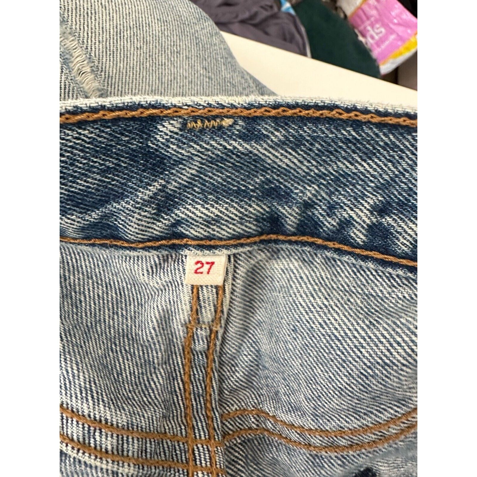Levi's Levis White Oak Cone Denim Button Fly Distress Slim Leg Jean Size 27" / US 4 / IT 40 - 10 Thumbnail