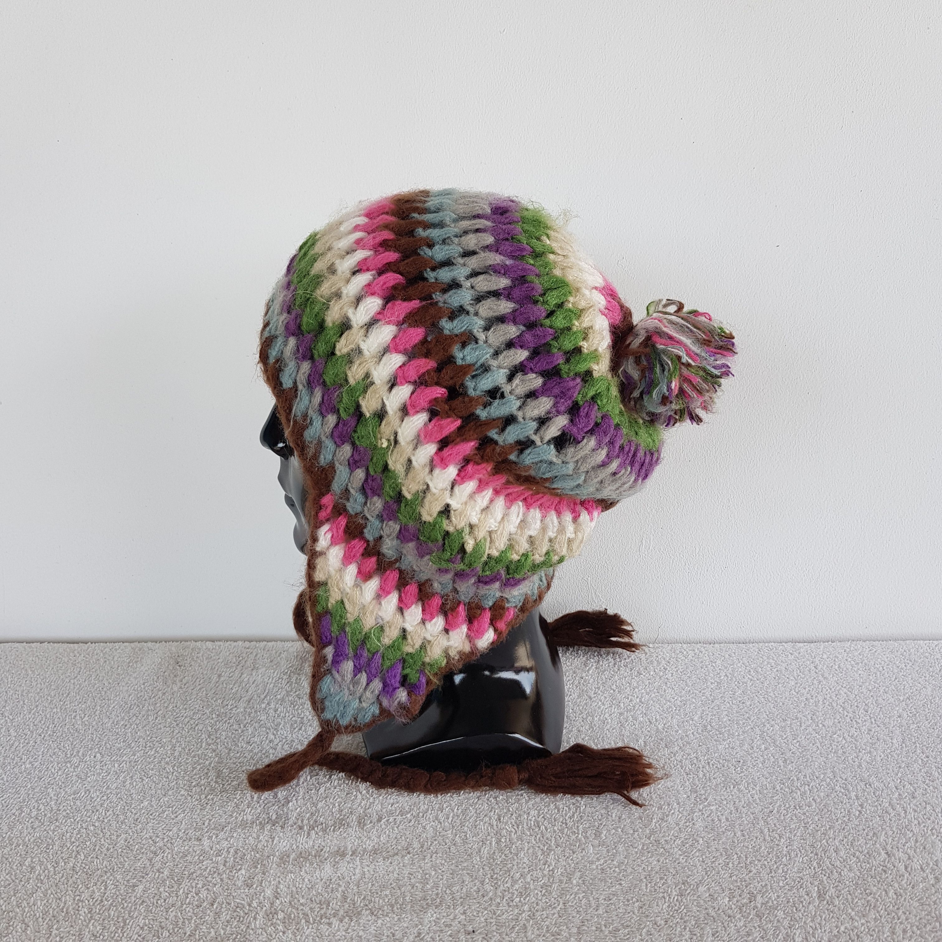 Other Vintage Japanese Earflap Beanie Ribbed Crochet Snow Cap Hat. Size ONE SIZE - 4 Thumbnail