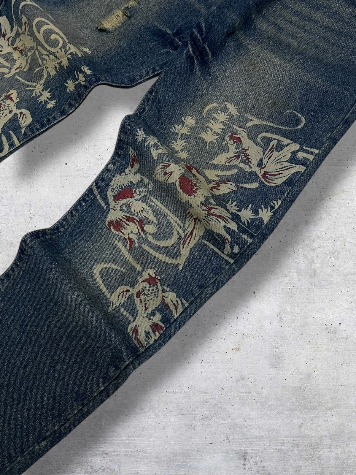 Vintage VINTAGE ICONIC JAPAN DESIGNER KARAKURI TAMASHI KOI 90S DENIM Size US 33 - 7 Thumbnail