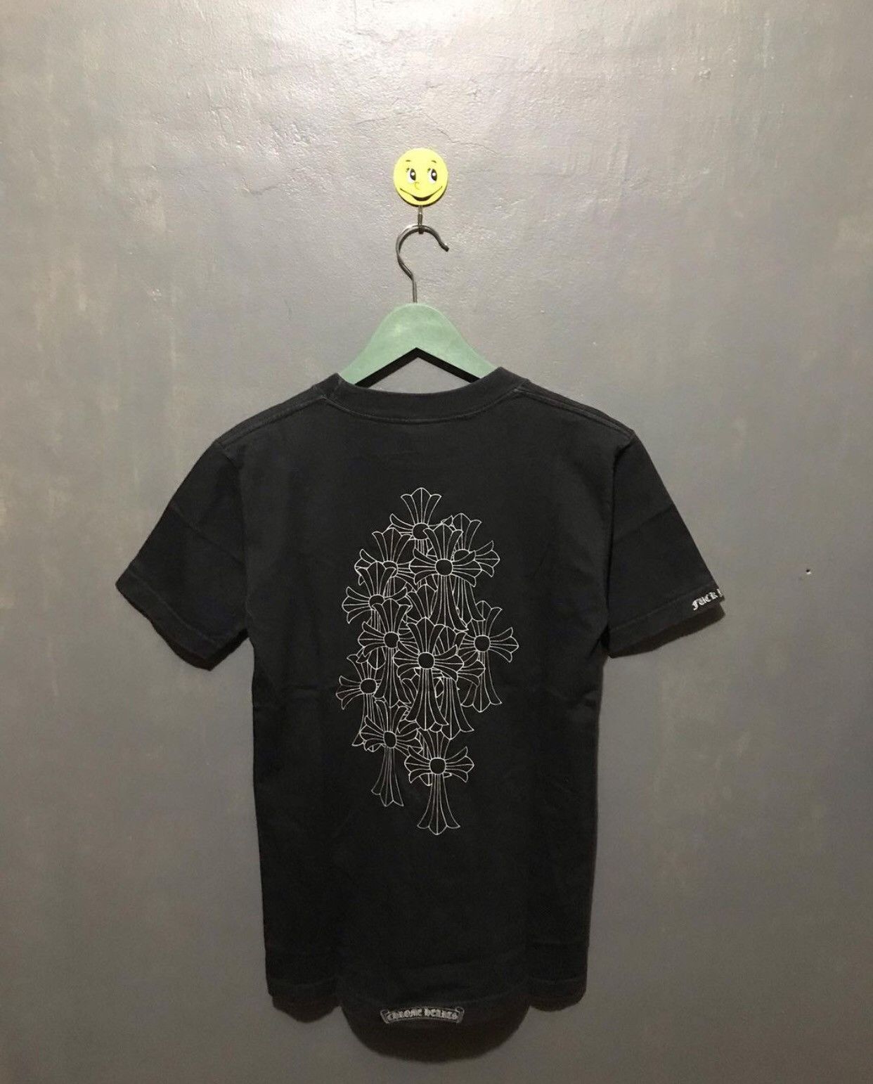 image of Vintage Chrome Hearts Cross Cemetery Silver Print Pocket Tee in Black, Men's (Size Small)