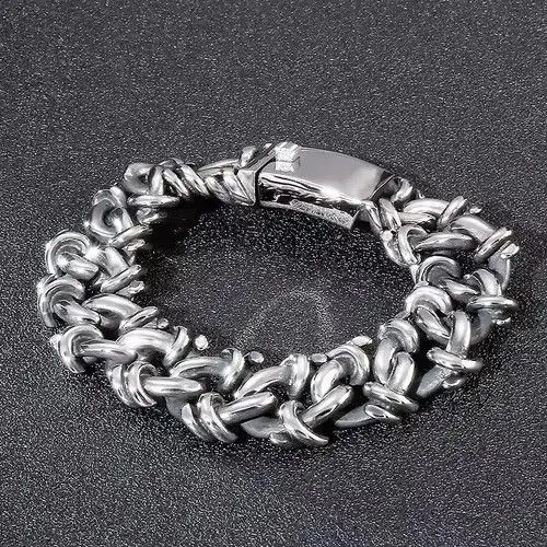 Jewelry Wide Cuban Chain Bracelets in Silver, Men's