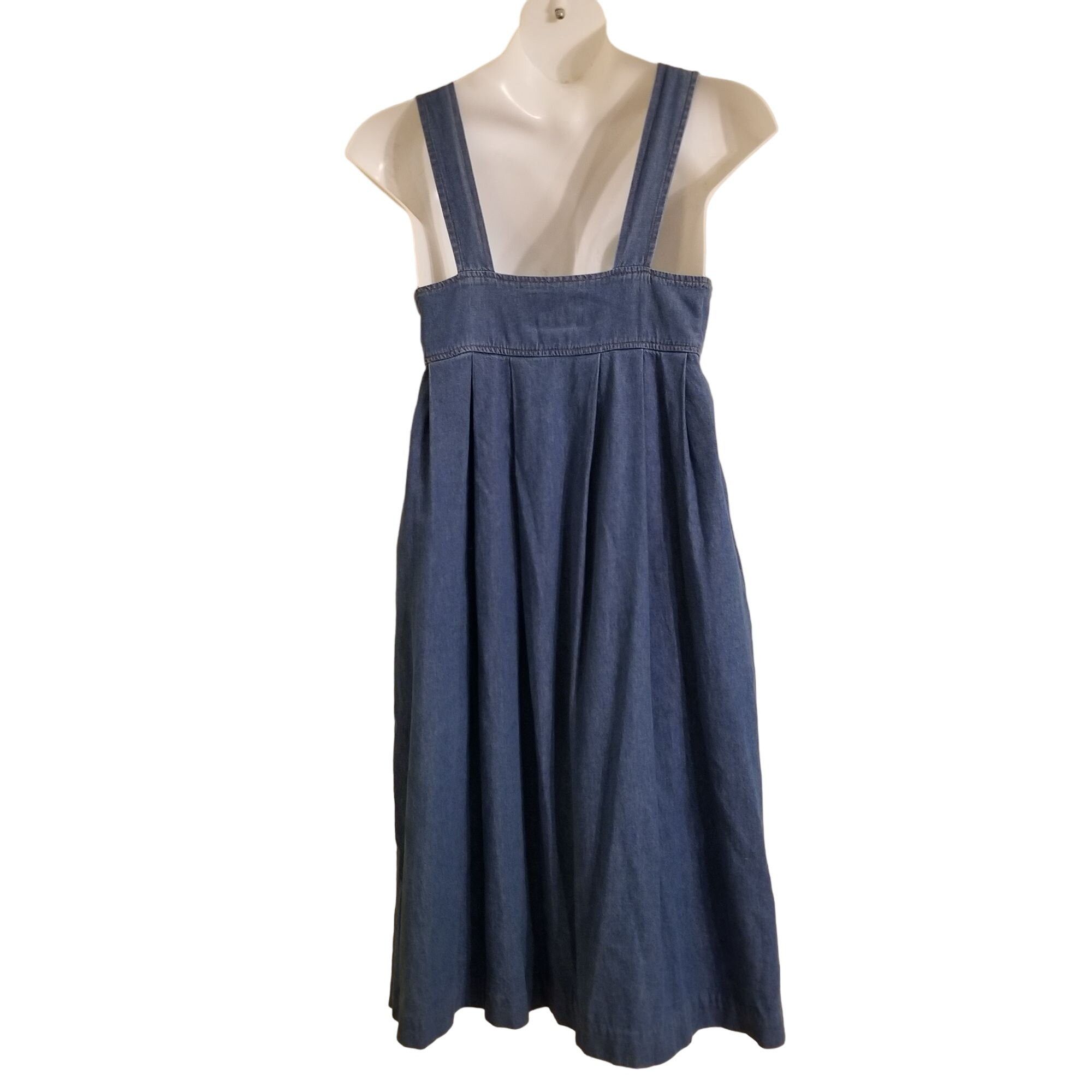 Other Homeschool Mom 8P Blue Jean Jumper Dress Rose Embroidery Poc Size M / US 6-8 / IT 42-44 - 2 Thumbnail