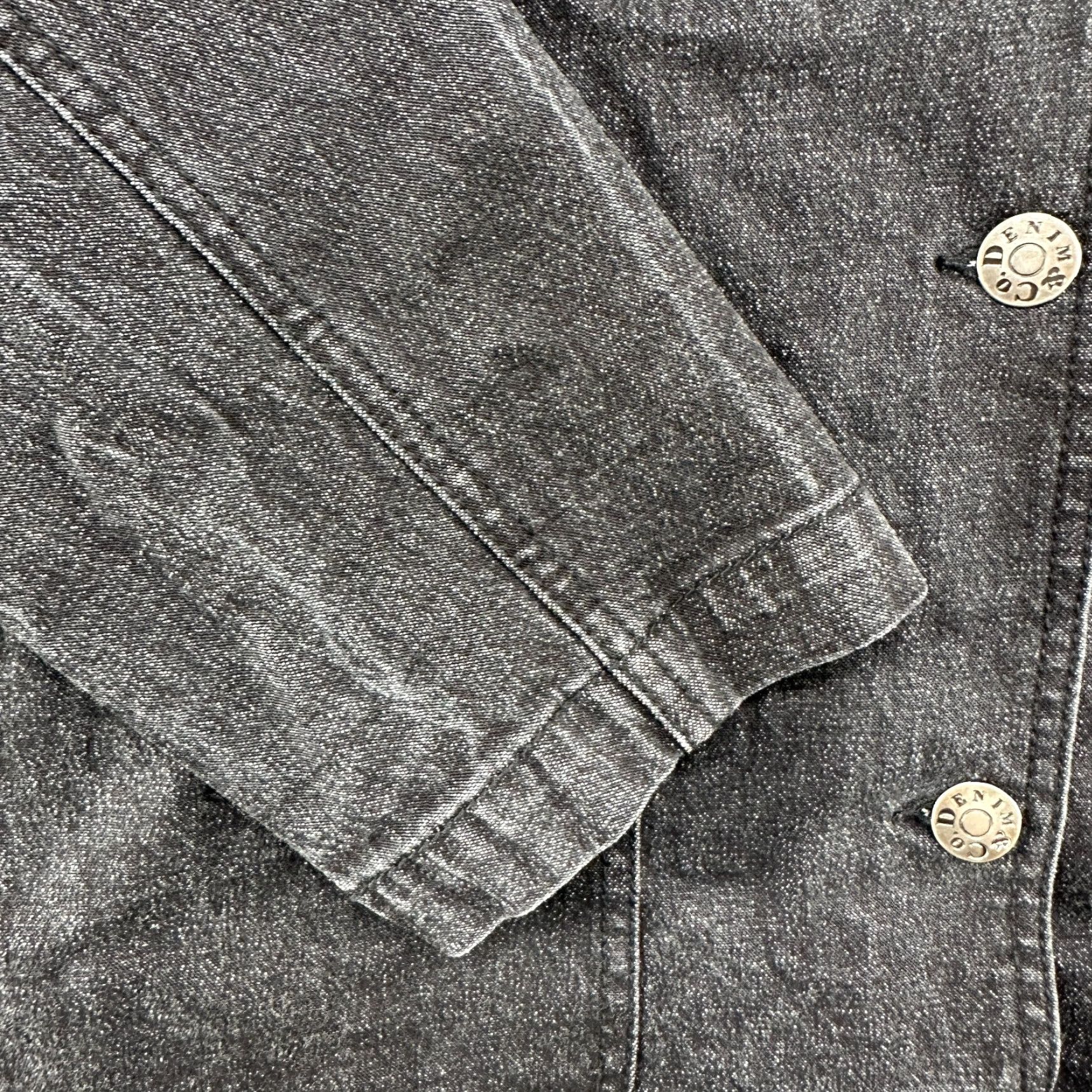 Denim & Co. VINTAGE Denim & Co Jacket Womens L Black Denim Coat Mid-Length Dark Wash 90s Biker Size 36" / US 14 / IT 50 - 4 Thumbnail