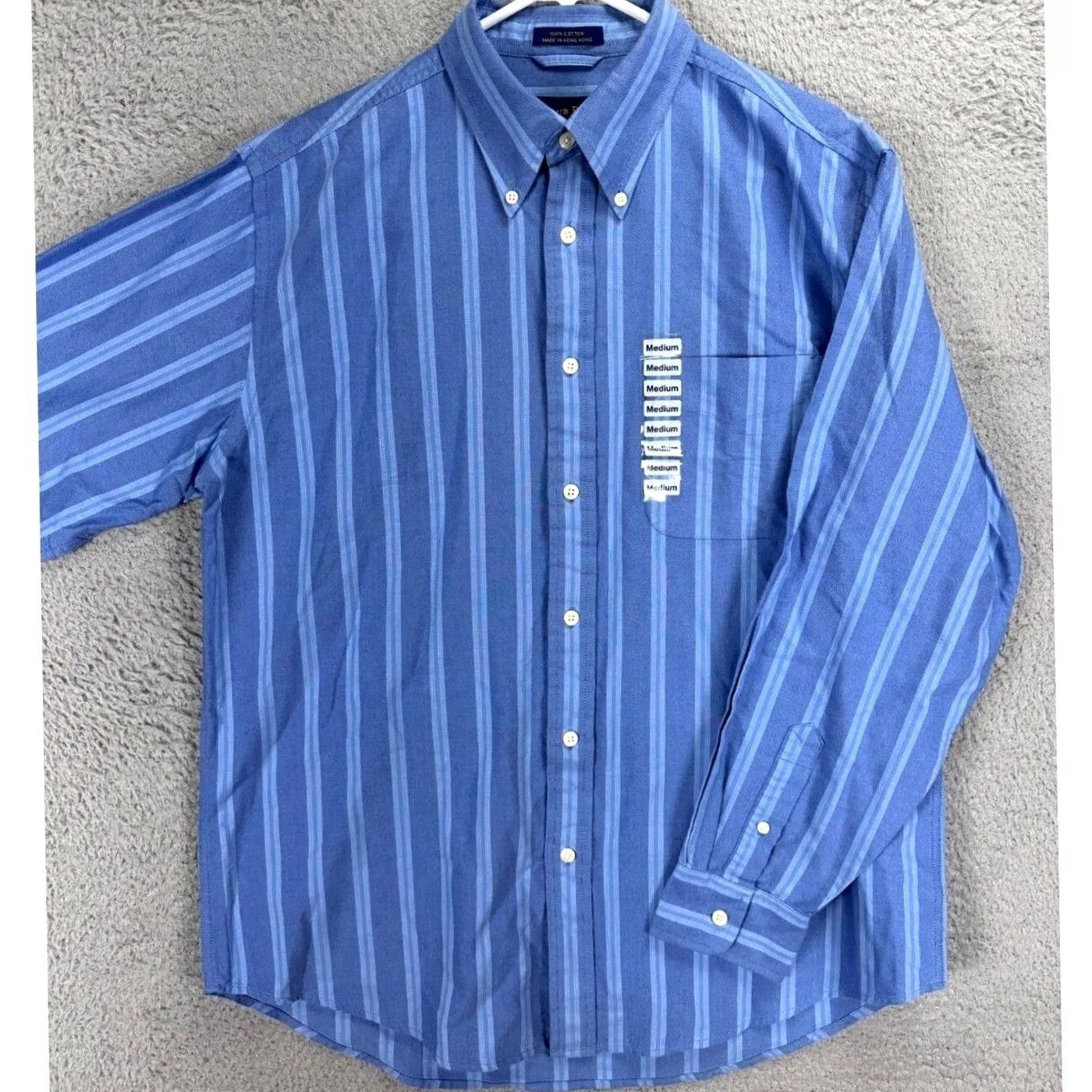 Club Room Club Room Charter Club Shirt Mens Medium Blue Regimental Stripe Button-Down NEW Size US M / EU 48-50 / 2 - 2 Thumbnail