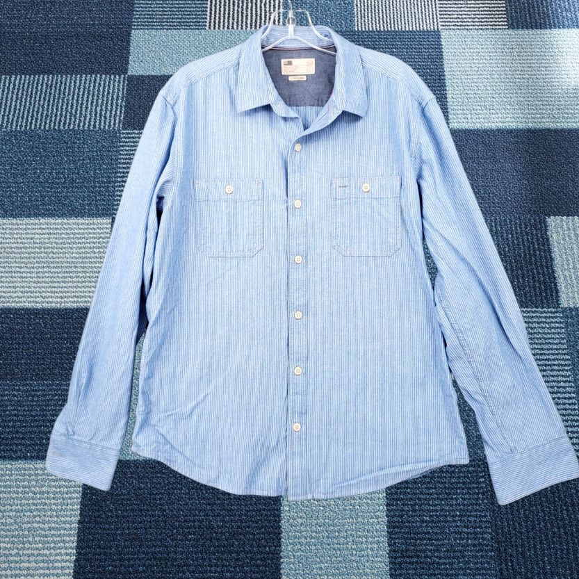 Vintage North Coast Button Up Shirt Mens L Large Blue Tailored Fit Long Sleeve Striped Size US L / EU 52-54 / 3 - 1 Thumbnail