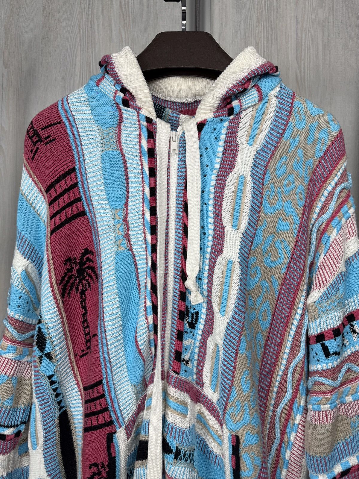 Laneus Laneus Unisex Coloured Cable knit hooded cardigan sweater Size US S / EU 44-46 / 1 - 4 Thumbnail