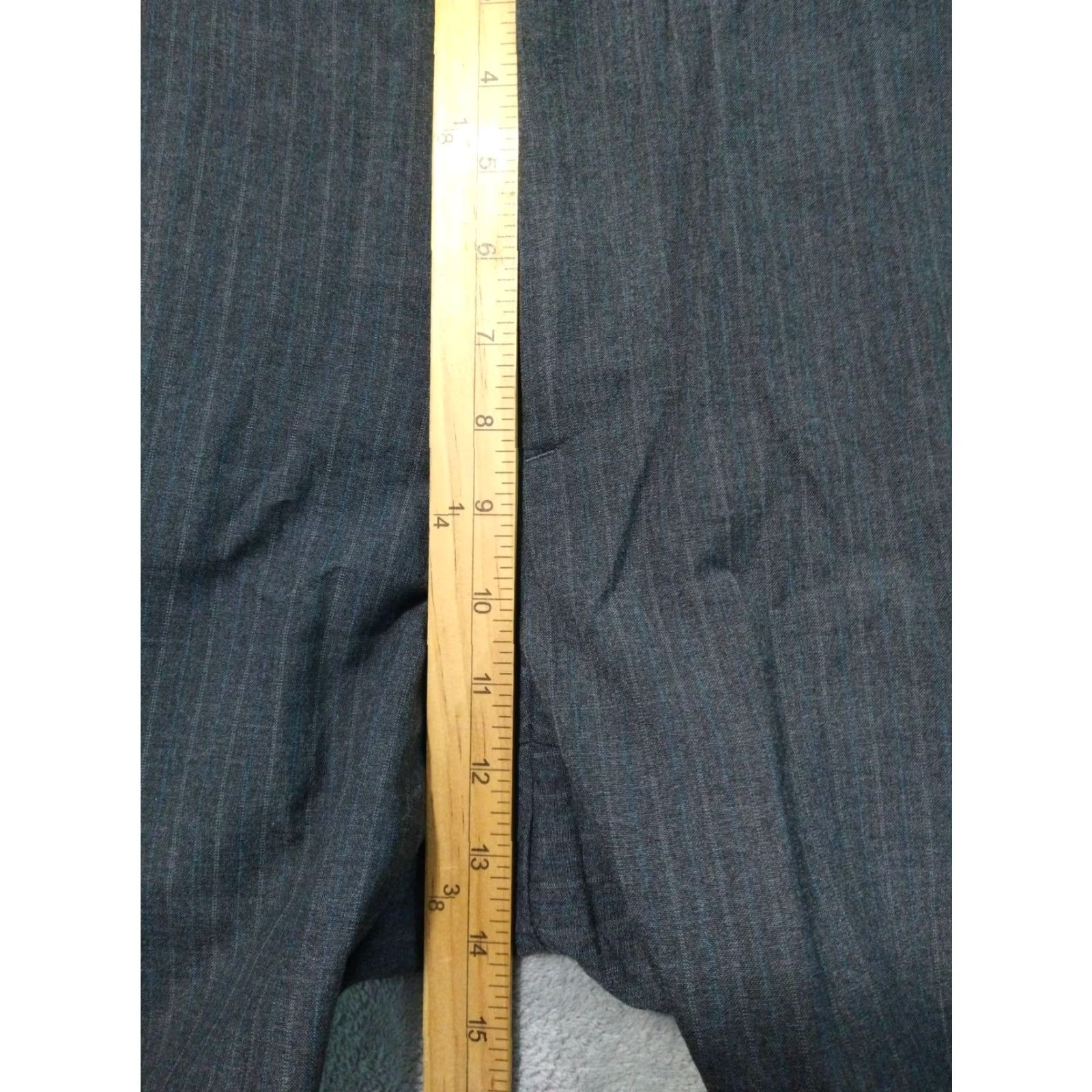 Banana Republic Banana Republic Dress Pants Mens 35x30 Gray Striped Tailored Fit Flat Front Size US 35 - 4 Thumbnail