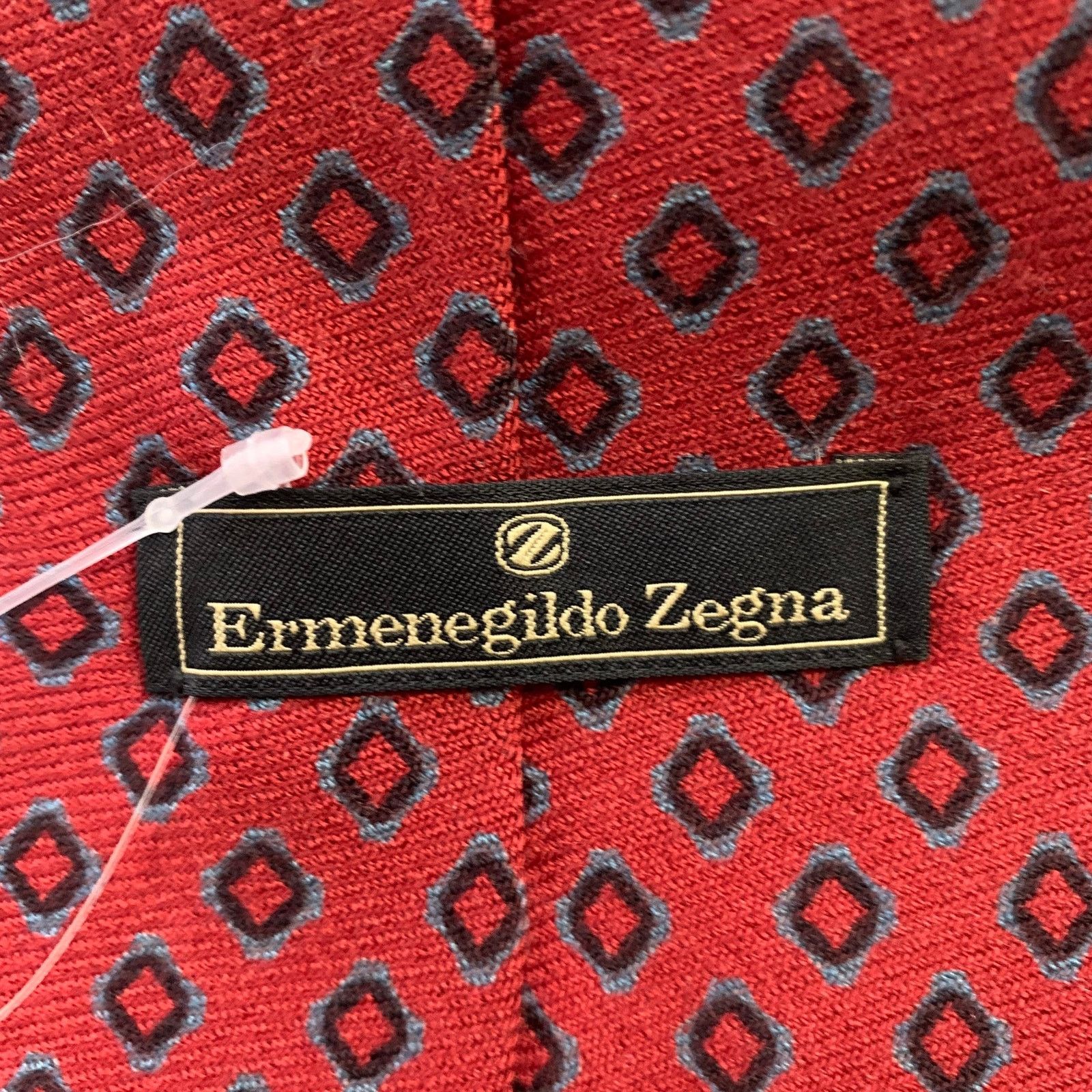 Ermenegildo Zegna ERMENEGILDO ZEGNA Red Blue Abstract Silk Cashmere Tie Size ONE SIZE - 3 Thumbnail