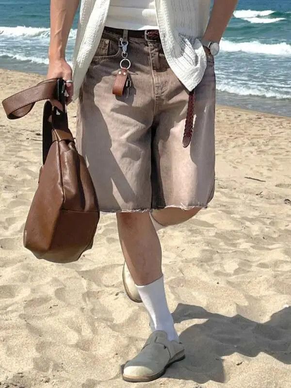 Japanese Brand Yoshimi x dou Jorts Vintage Washed Distressed Denim Size US 33 - 5 Thumbnail