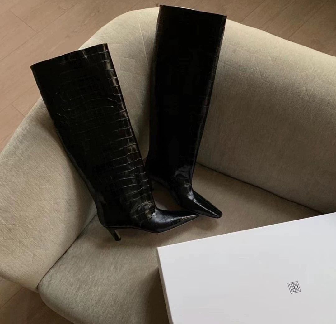 Toteme Toteme Crocodile Embossed Leather Boots 36 BNIB Size US 5.5 / IT 35.5 - 3 Thumbnail