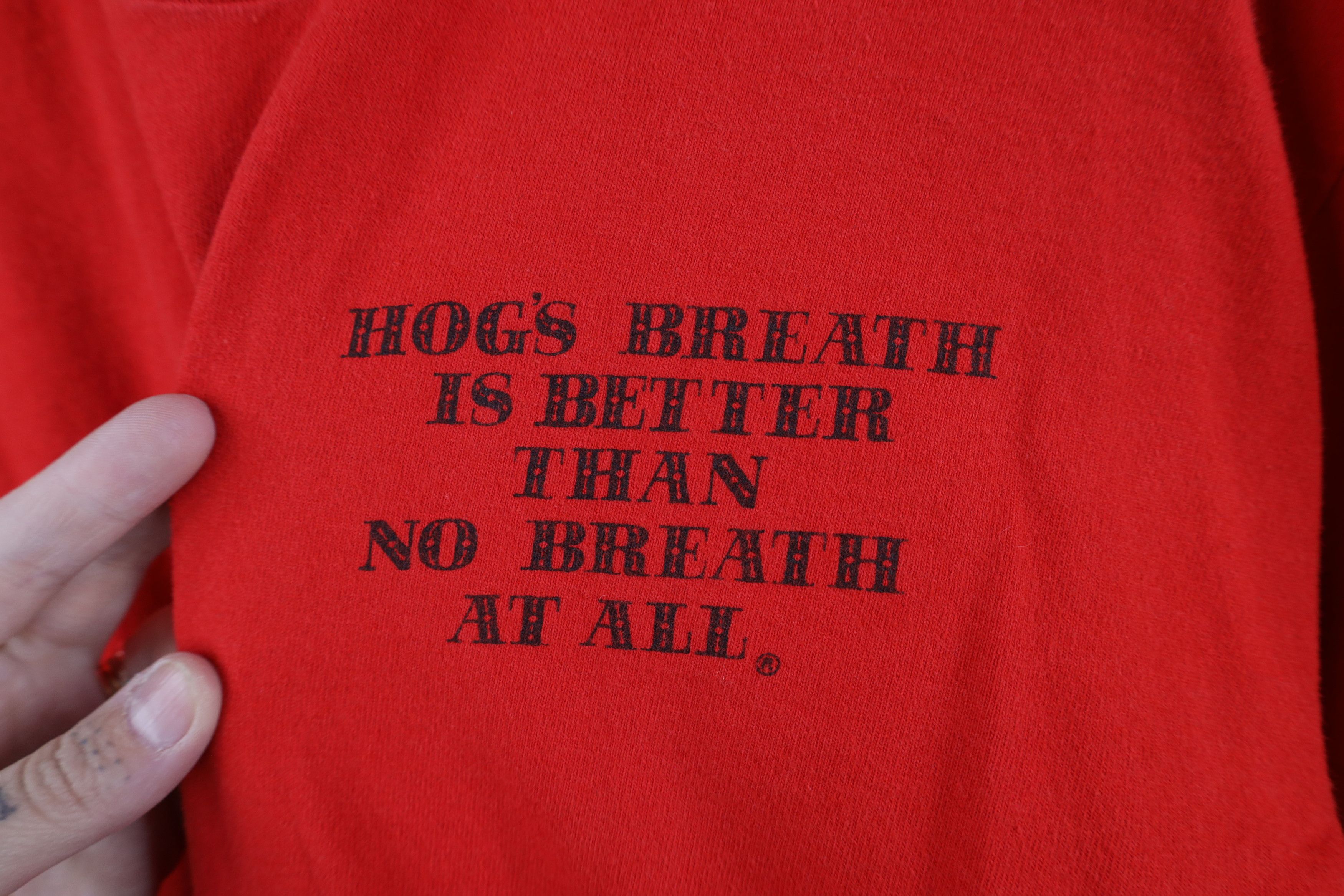 Vintage Vintage 90s Streetwear Breath Saloon T-Shirt Red Cotton USA Size US L / EU 52-54 / 3 - 4 Thumbnail