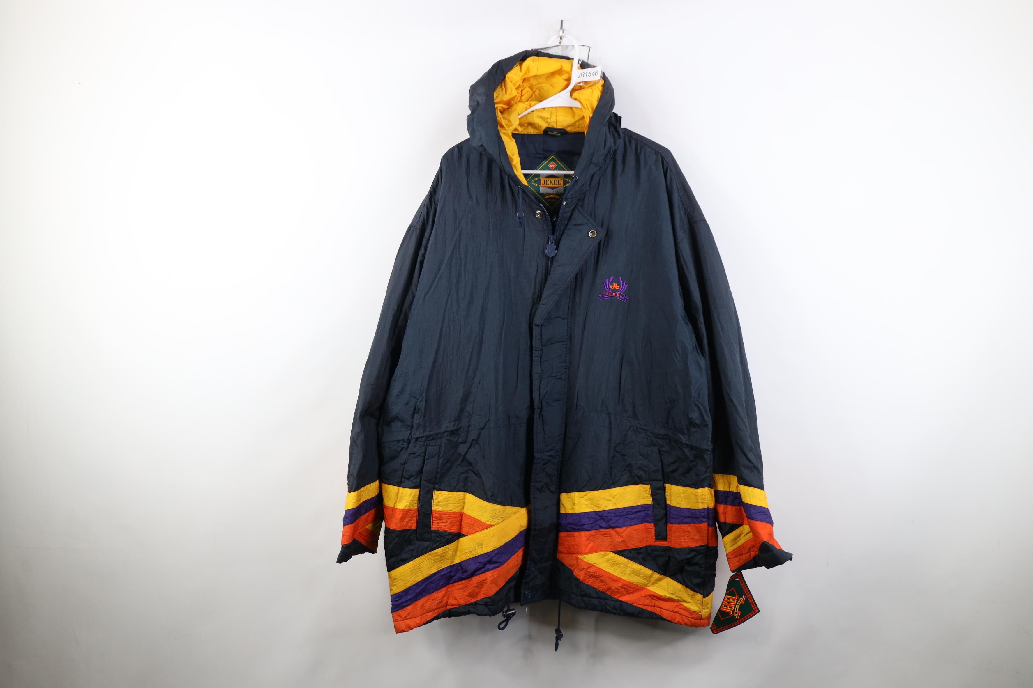 Vintage Deadstock Vintage 90s Streetwear Block Hooded Parka Jacket Size US L / EU 52-54 / 3 - 1 Thumbnail