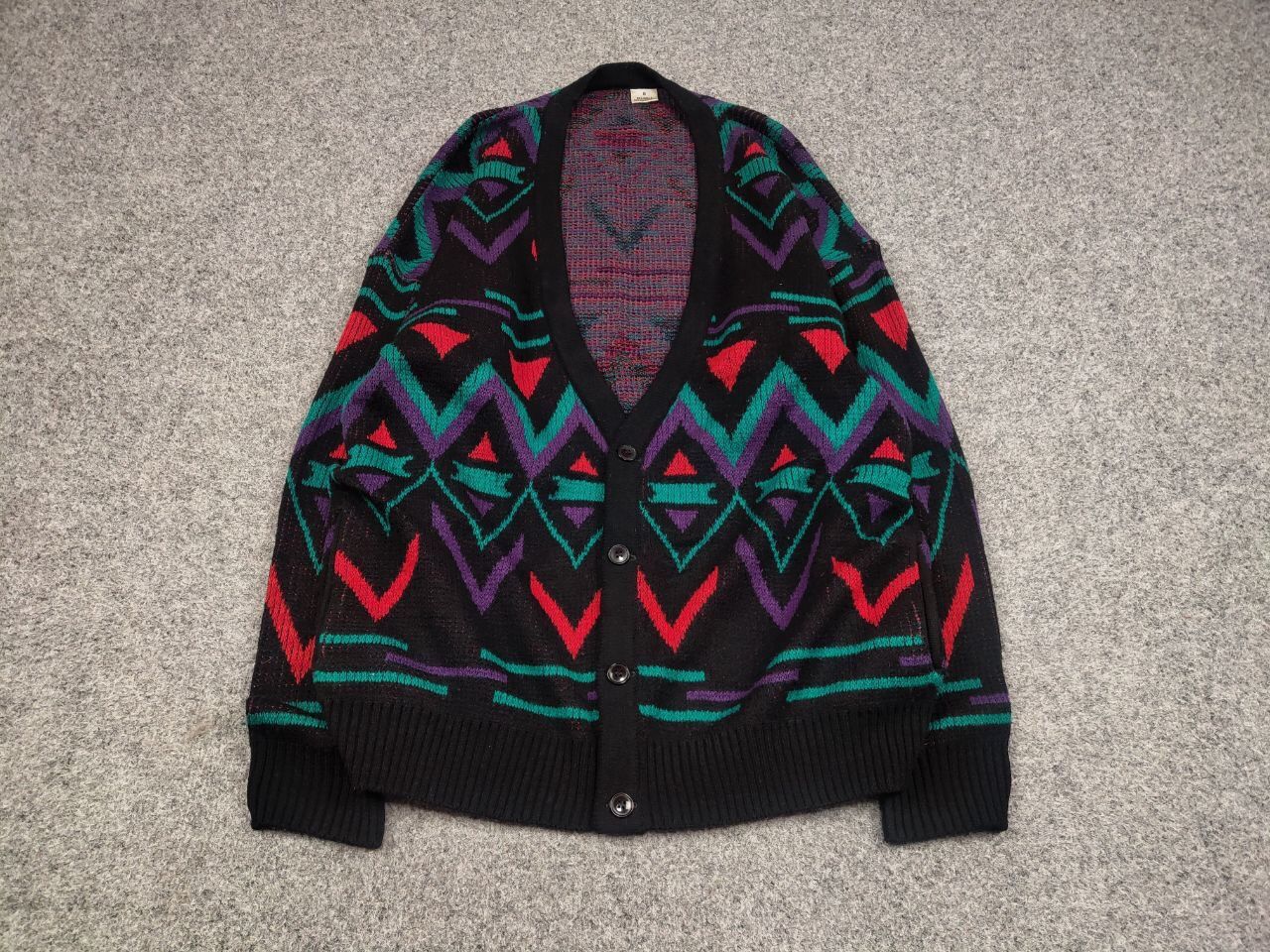 Japanese Brand Vintage 90's Japan style geometric knit Sweater Cardigan Size US L / EU 52-54 / 3 - 3 Thumbnail