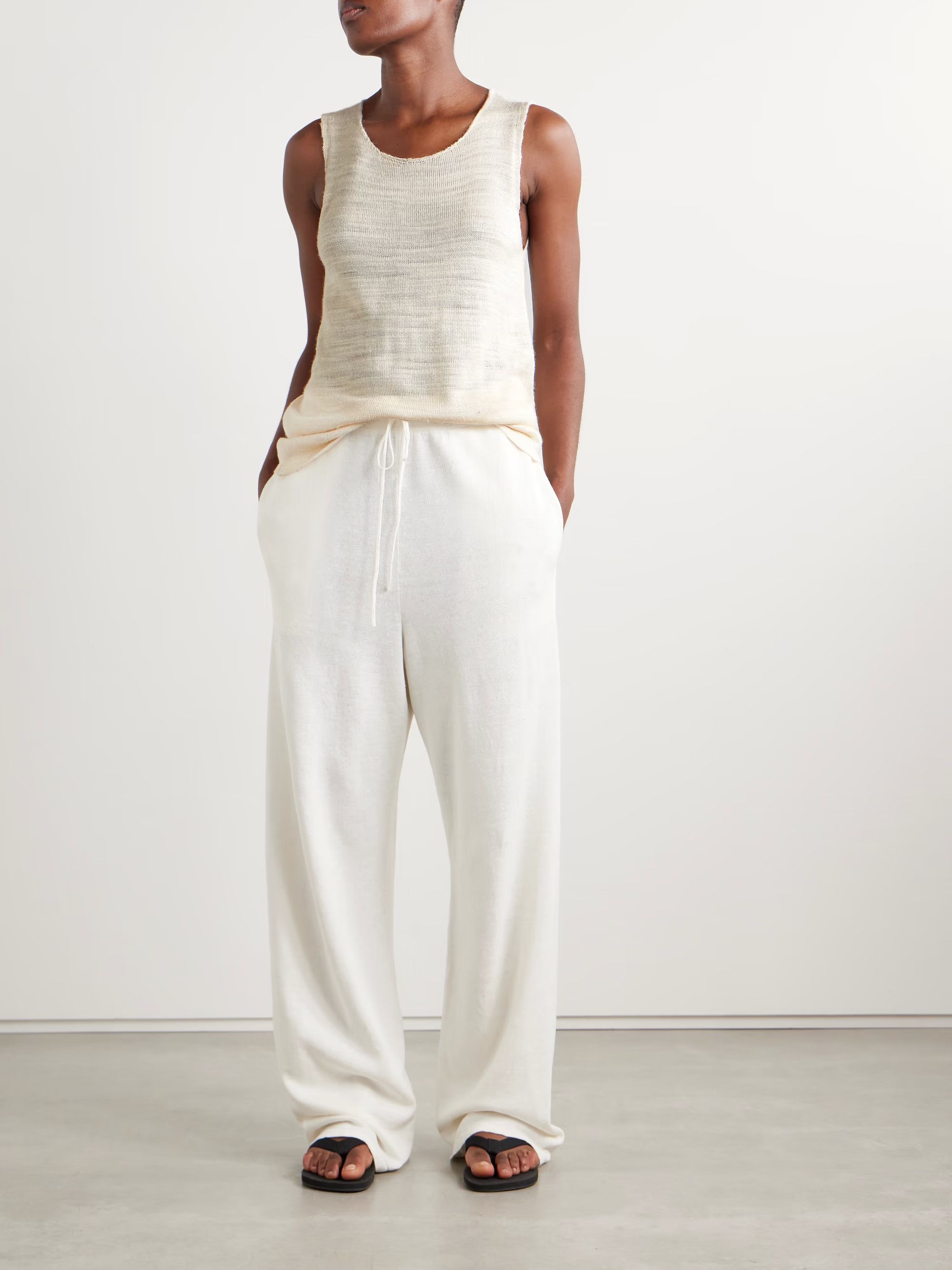 The Row THE ROW Juyah ecru white silk open knit tank top Medium q Size M / US 6-8 / IT 42-44 - 4 Thumbnail