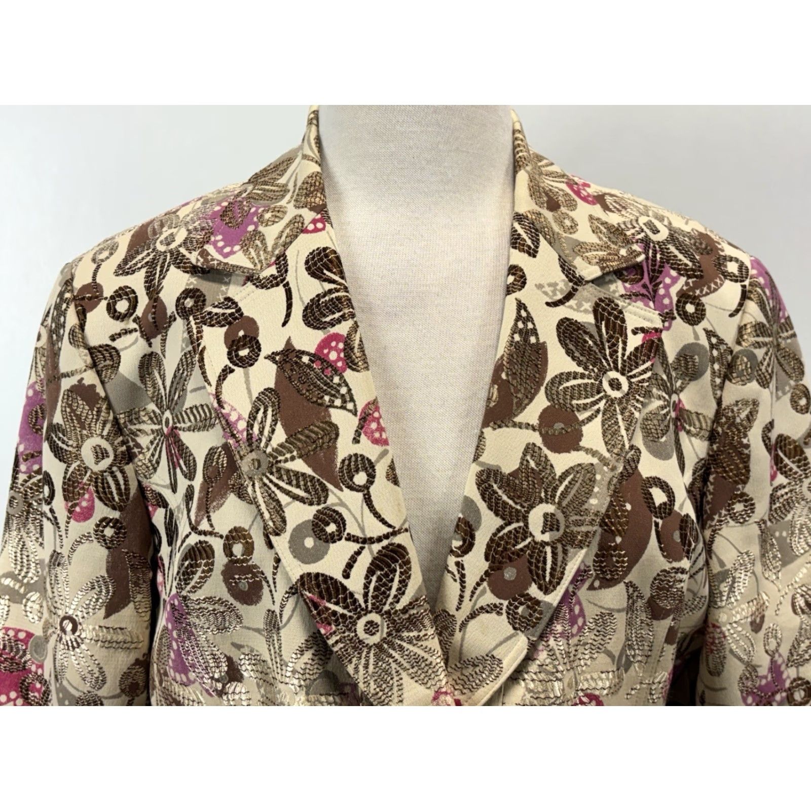Vintage VINTAGE Lafayette 148 Floral Brocade Blazer Women’s Size 14 Brown Cream Business Party 90s Classic Size XL / US 12-14 / IT 48-50 - 5 Thumbnail