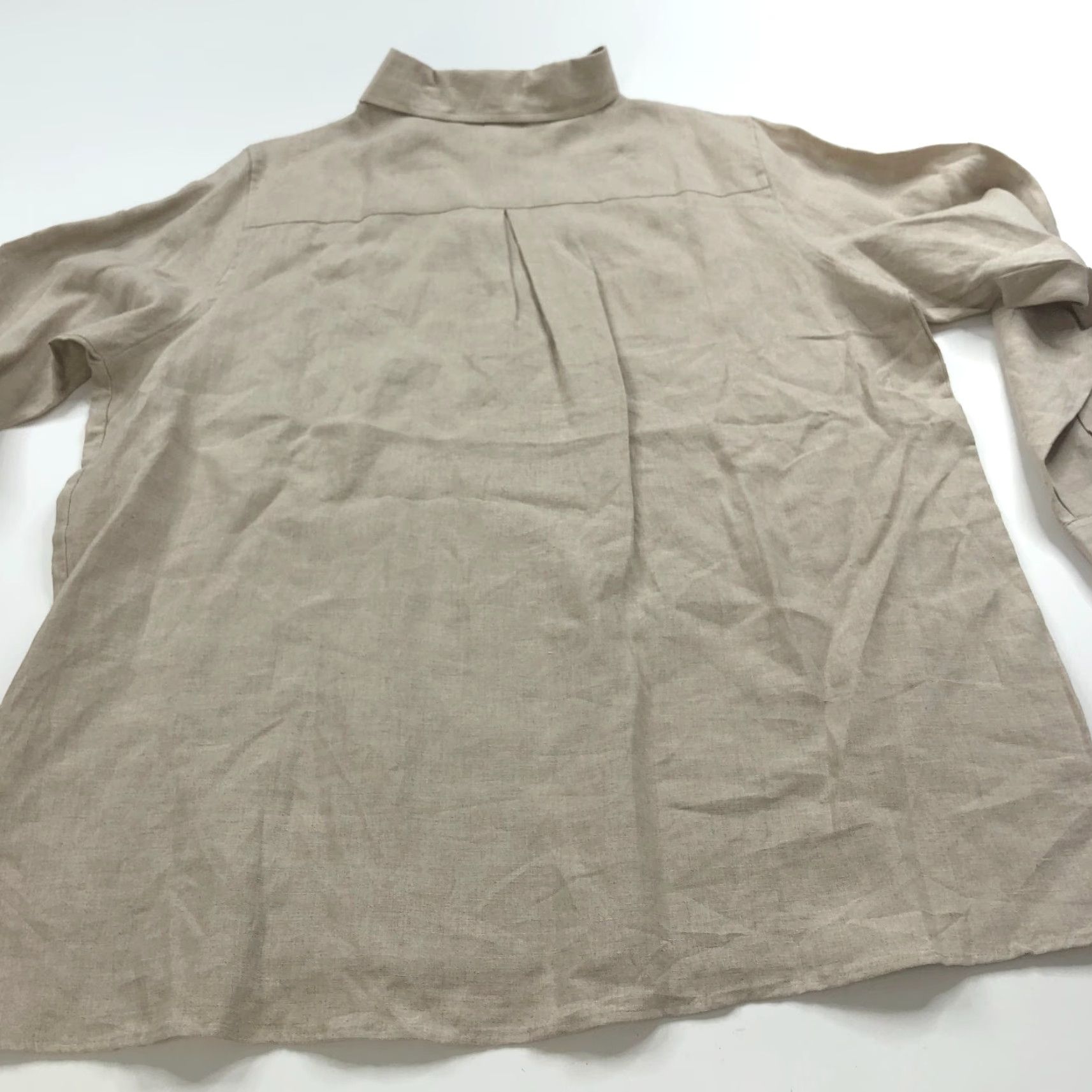 Vintage L.L. Bean Plus 1X Button Long Sleeve Shirt Linen Beige Tan MINT Ladies 1X Casual Solid Button-Up All Seasons Women's Shirt Size XL / US 12-14 / IT 48-50 - 6 Thumbnail