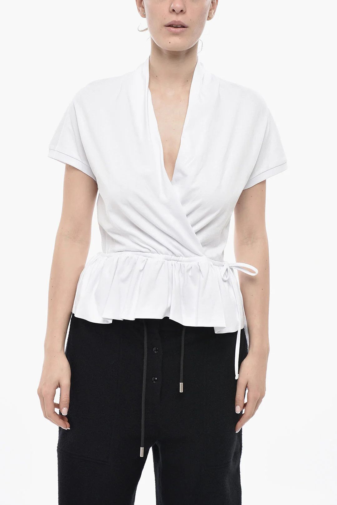 Dries Van Noten og1mm0426 Cotton Wrap T-Shirt in White Size S / US 4 / IT 40 - 1 Thumbnail