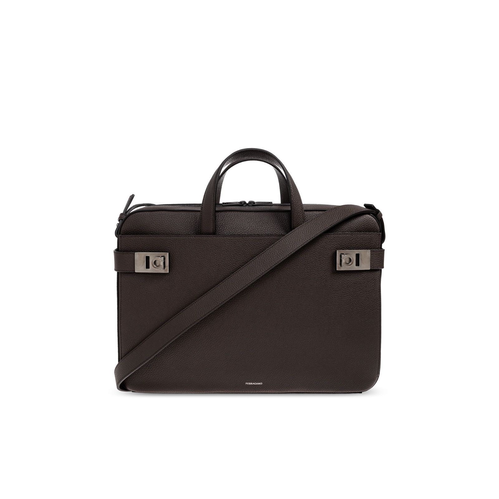 FERRAGAMO Twins Moro Brown Briefcase Bag New & Authentic