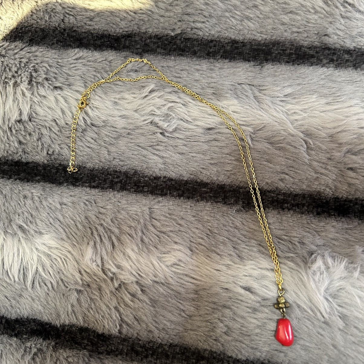 Handmade Handcrafted vintage beaded brass pendant on chain necklace Size ONE SIZE - 6 Thumbnail