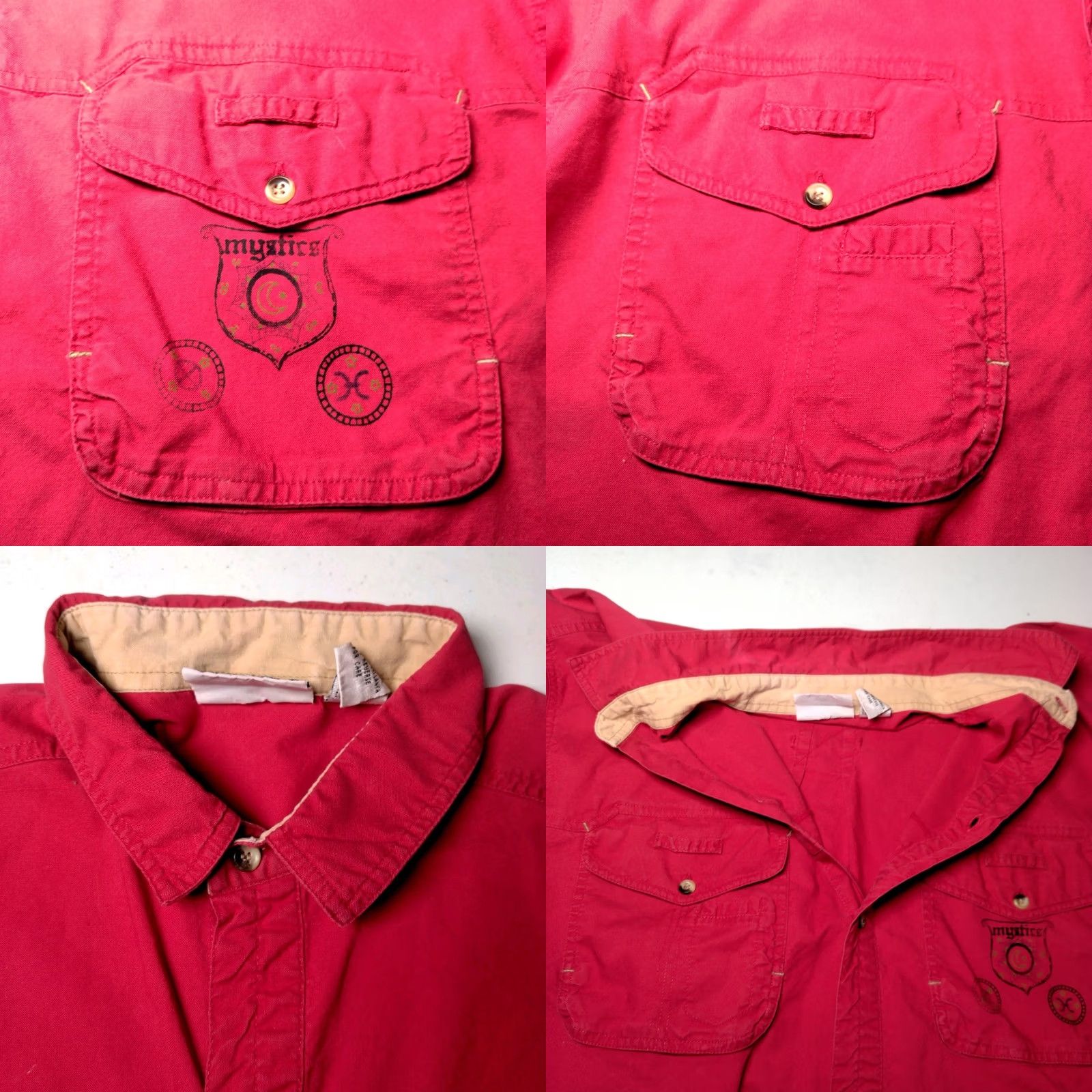 Vintage Gitano Mystirs Shirt Medium Red Button-Up Long Sleeve Vintage 1990s Retro Shirt Mens Size US M / EU 48-50 / 2 - 8 Thumbnail