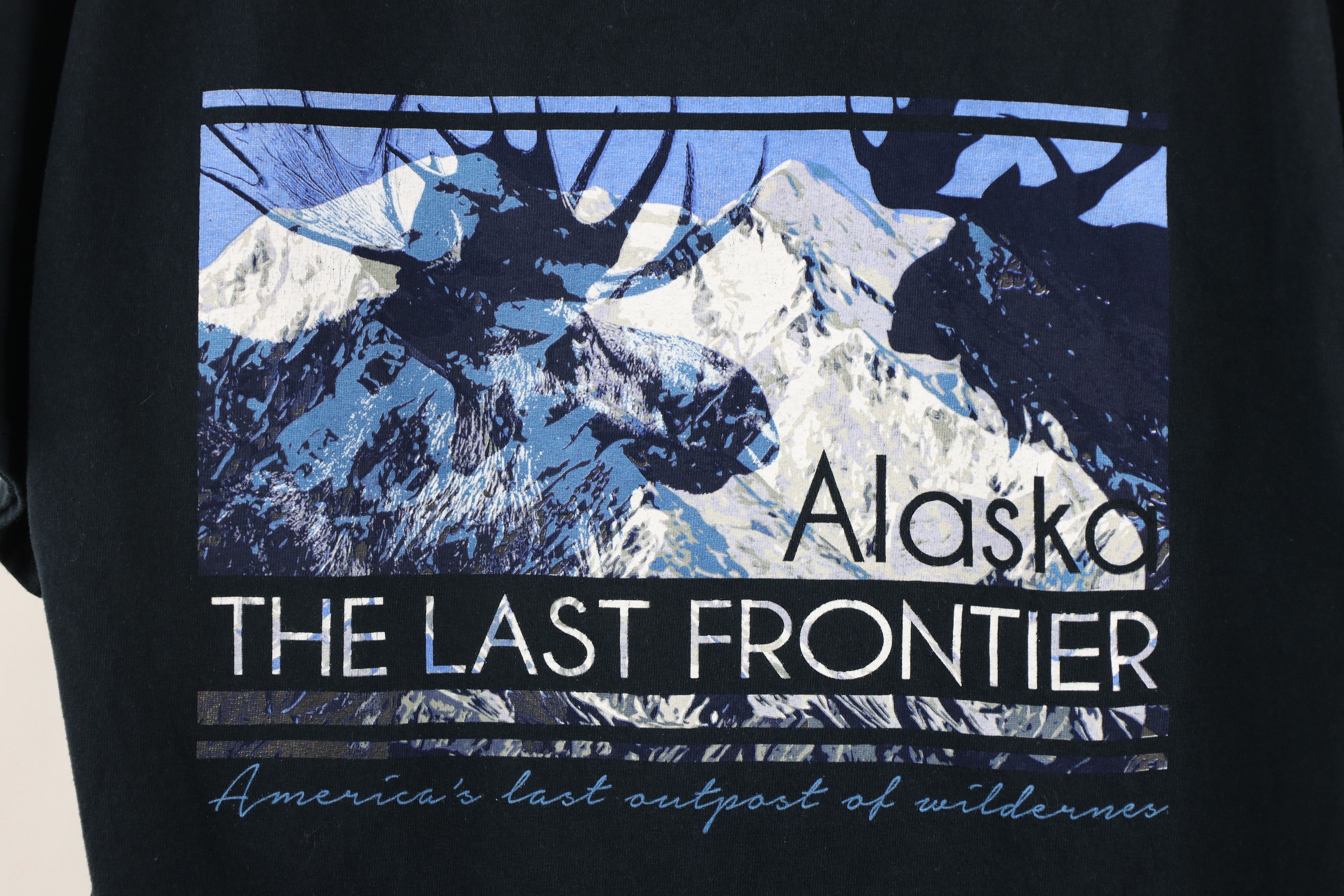 Vintage Vintage 90s Streetwear Out Alaska The Last Frontier T-Shirt Size US L / EU 52-54 / 3 - 4 Thumbnail