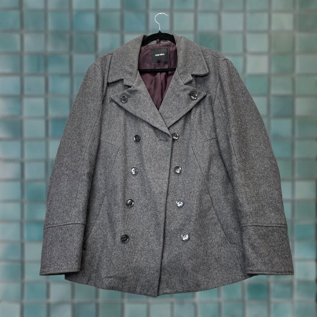 Antony Morato Antony Morato Jacket Mens 54 Gray Heathered Peacoat Wool Blend Double Breasted Size US L / EU 52-54 / 3 - 1 Thumbnail