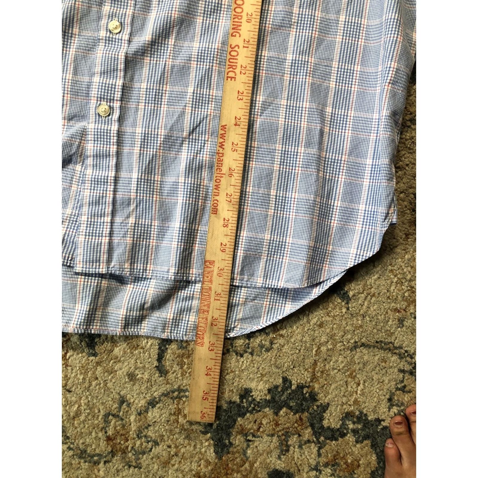 Charles Tyrwhitt Charles Tyrwhitt Dress Shirt Mens 17.5 34/35 Blue Check Classic Fit Cotton Size 48R - 7 Thumbnail