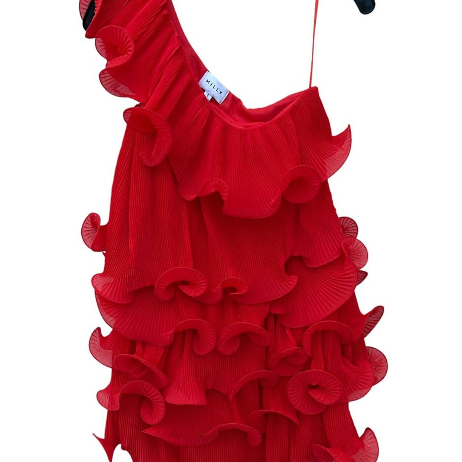 MILLY Milly Coral Pleated Tiered Ruffle Dress Size 6 $495.00 Size S / US 4 / IT 40 - 5 Thumbnail
