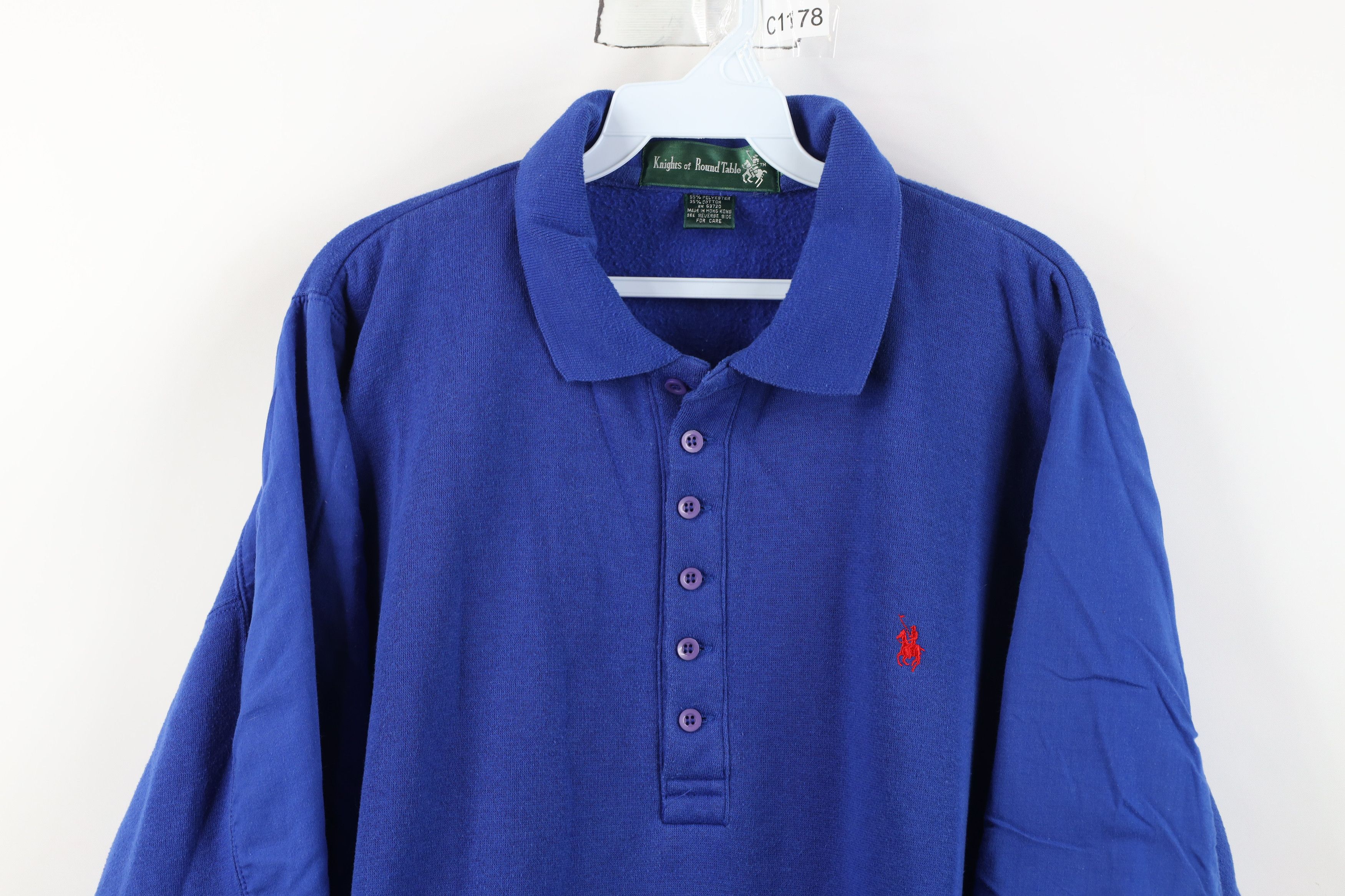 Vintage Vintage 90s Streetwear Heavyweight Collared Sweatshirt Blue Size US XXL / EU 58 / 5 - 2 Thumbnail