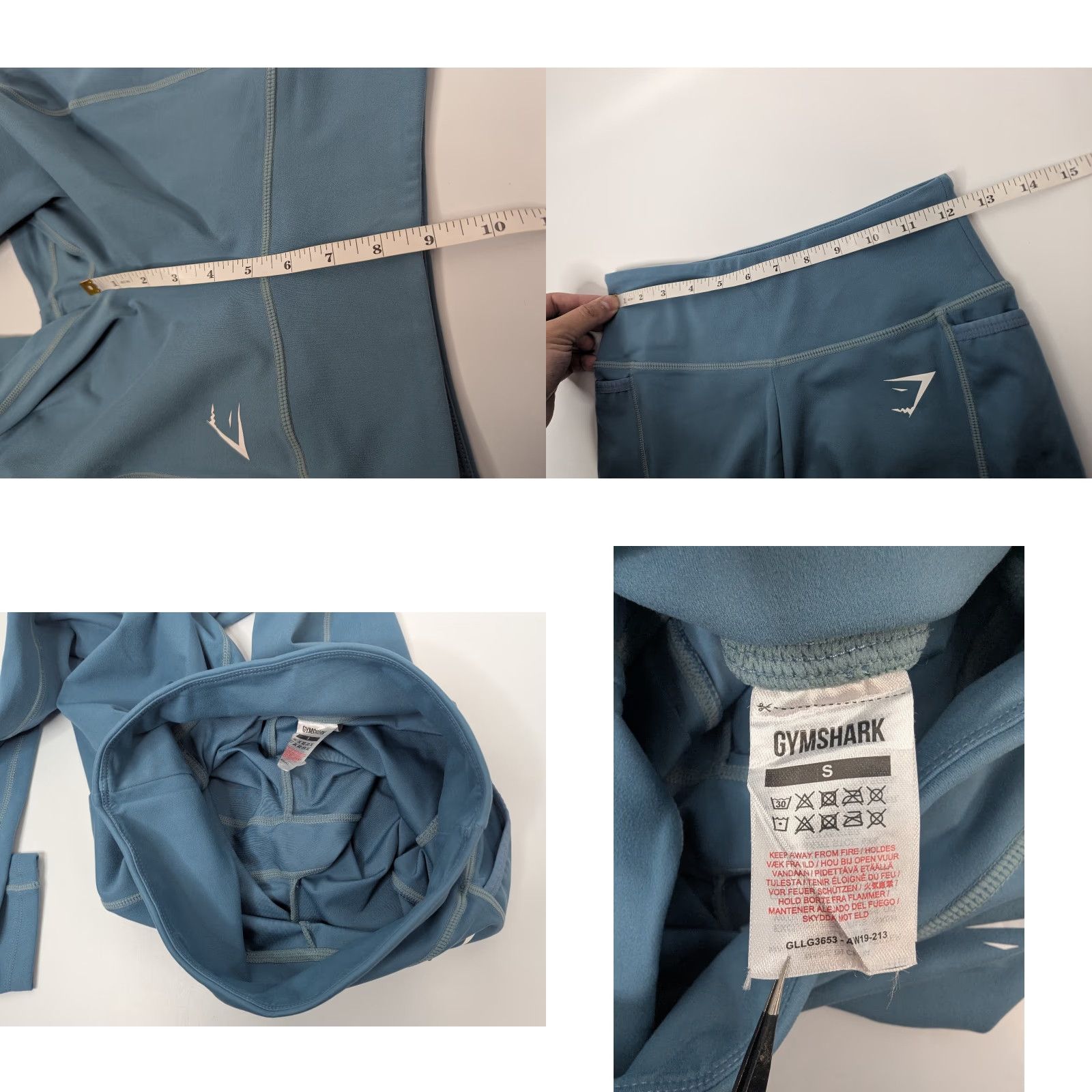 Gymshark GYMSHARK Leggings Dreamy 2.0 High Rise Stretch Teal Pockets Logo Small Activewear Womens Size 28" / US 6 / IT 42 - 8 Thumbnail