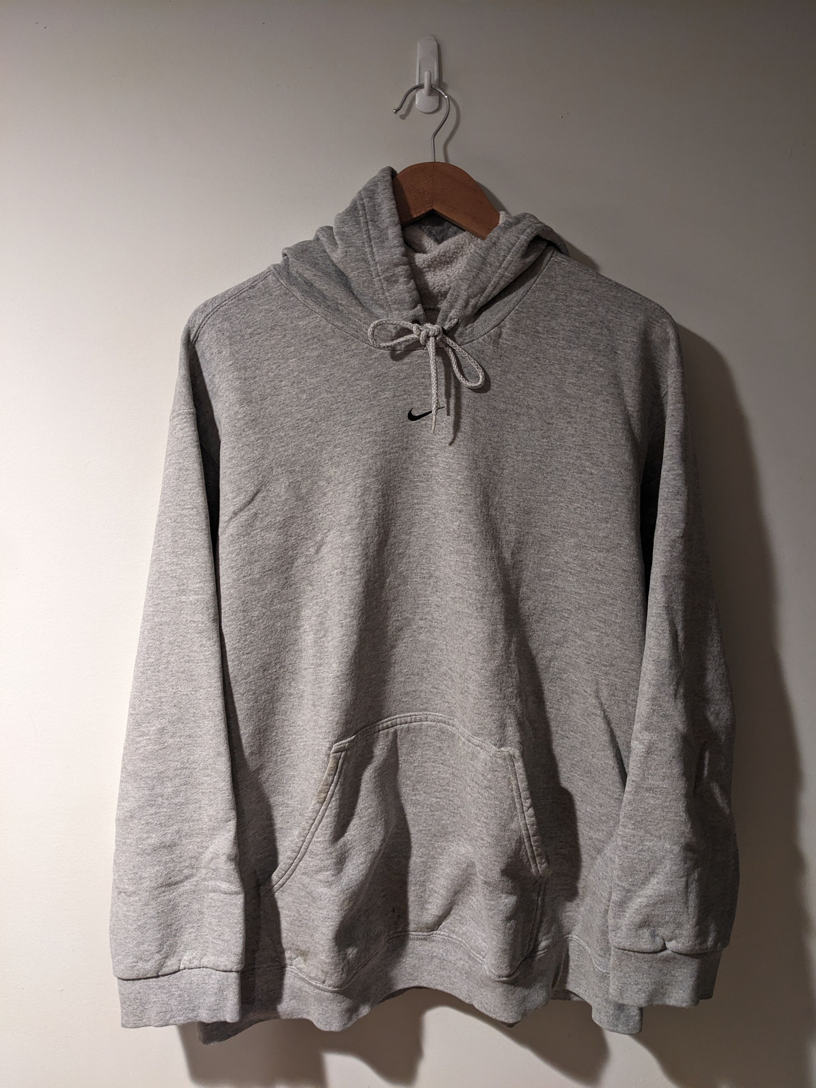 Nike × Vintage Vintage Y2K Nike Center Swoosh Gray X-Large Hoodie Size US XL / EU 56 / 4 - 1 Thumbnail