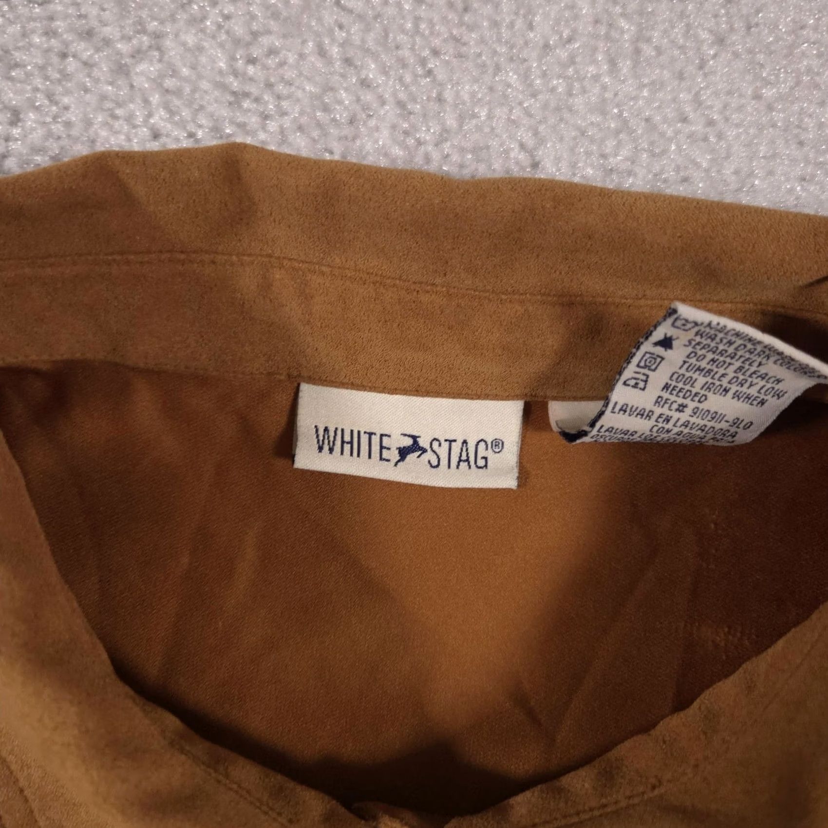 Vintage White Stag Shirt Womens Large Brown Faux Suede Button Front Long Sleeve Pockets Size L / US 10 / IT 46 - 6 Thumbnail