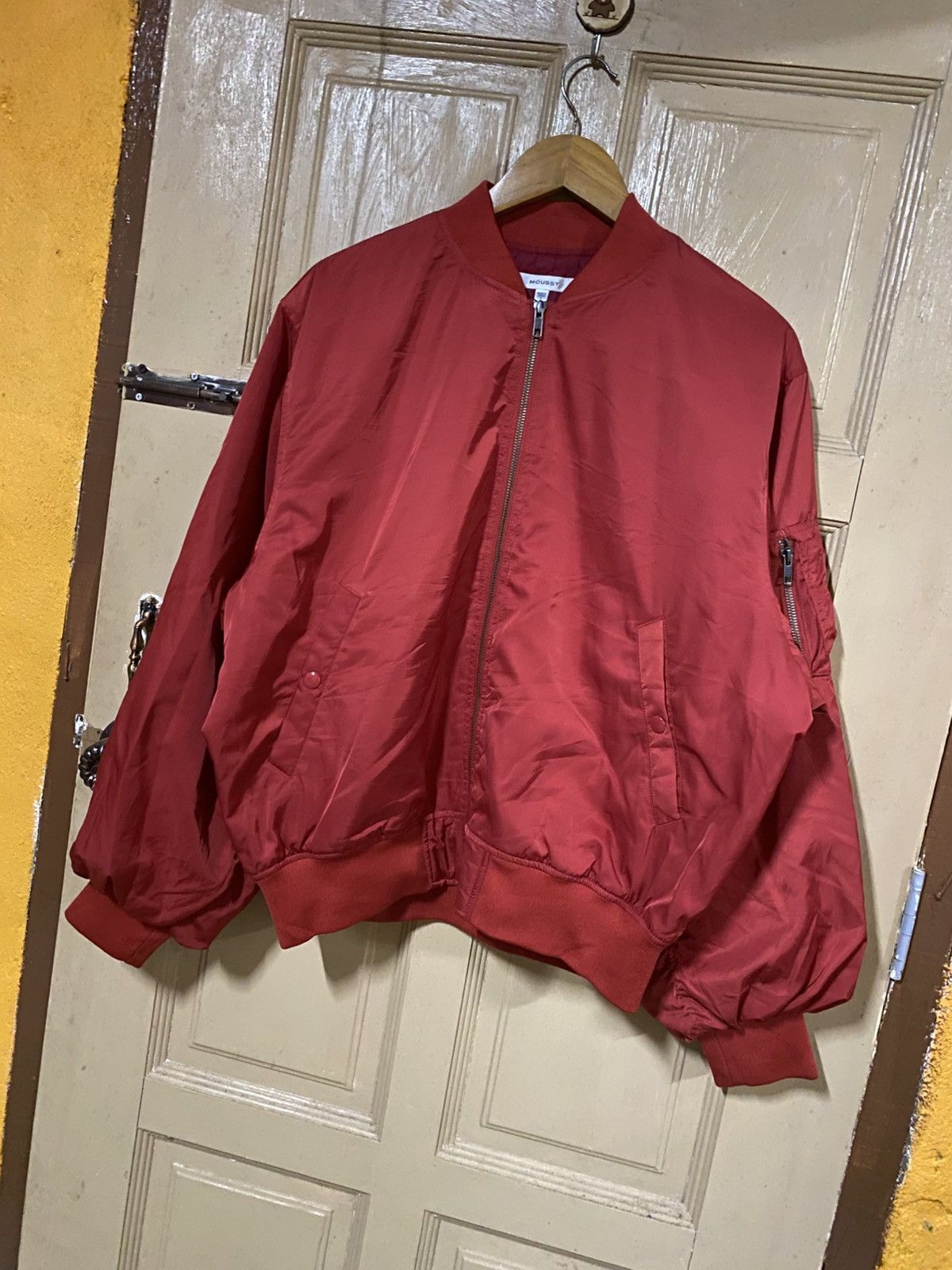 MOUSSY Moussy “Classics” Embroidered Red Bomber Jacket - Size Free Size US L / EU 52-54 / 3 - 3 Thumbnail