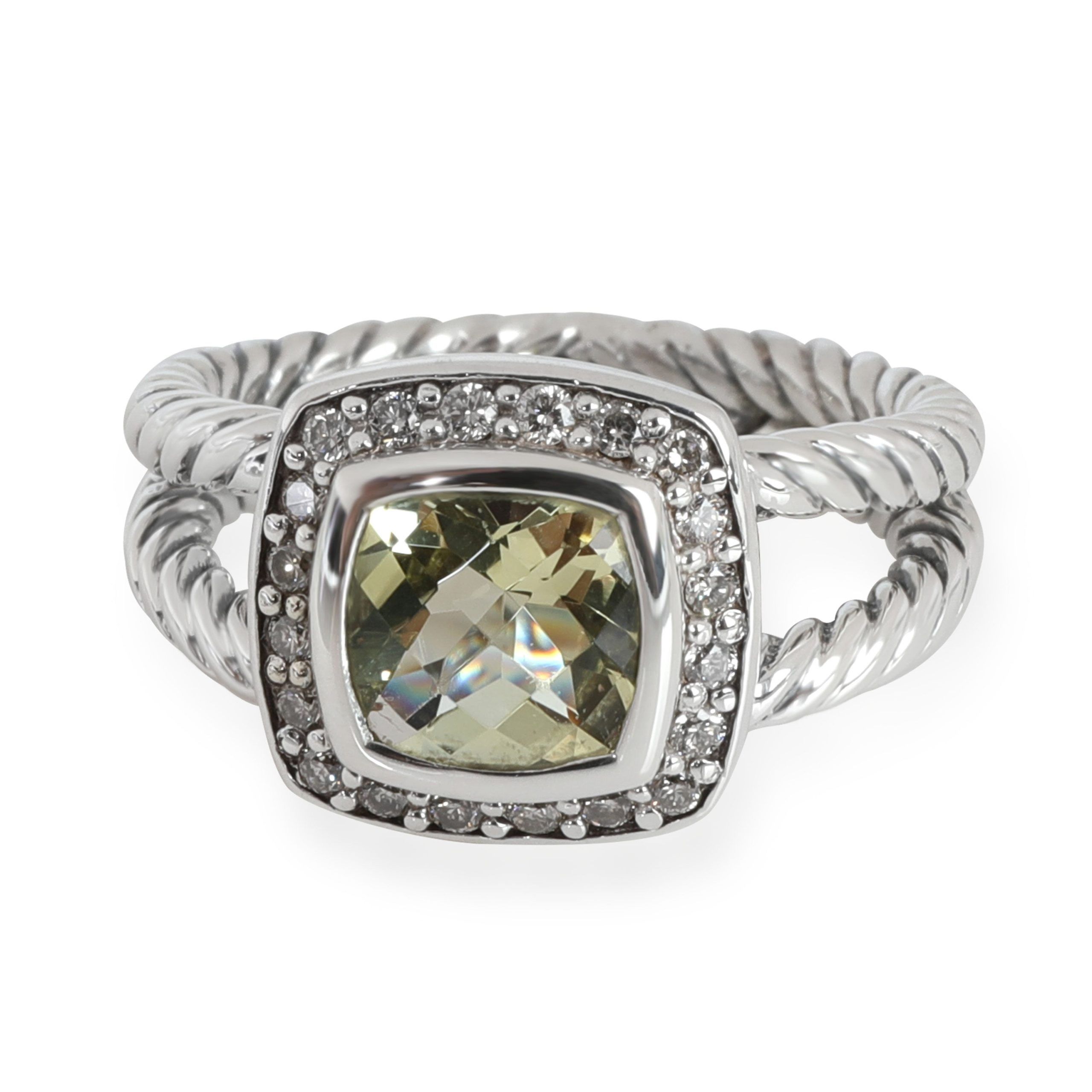 image of David Yurman Albion Prasiolite Diamond Ring In Sterling Silver Lemon 0.17, Women's