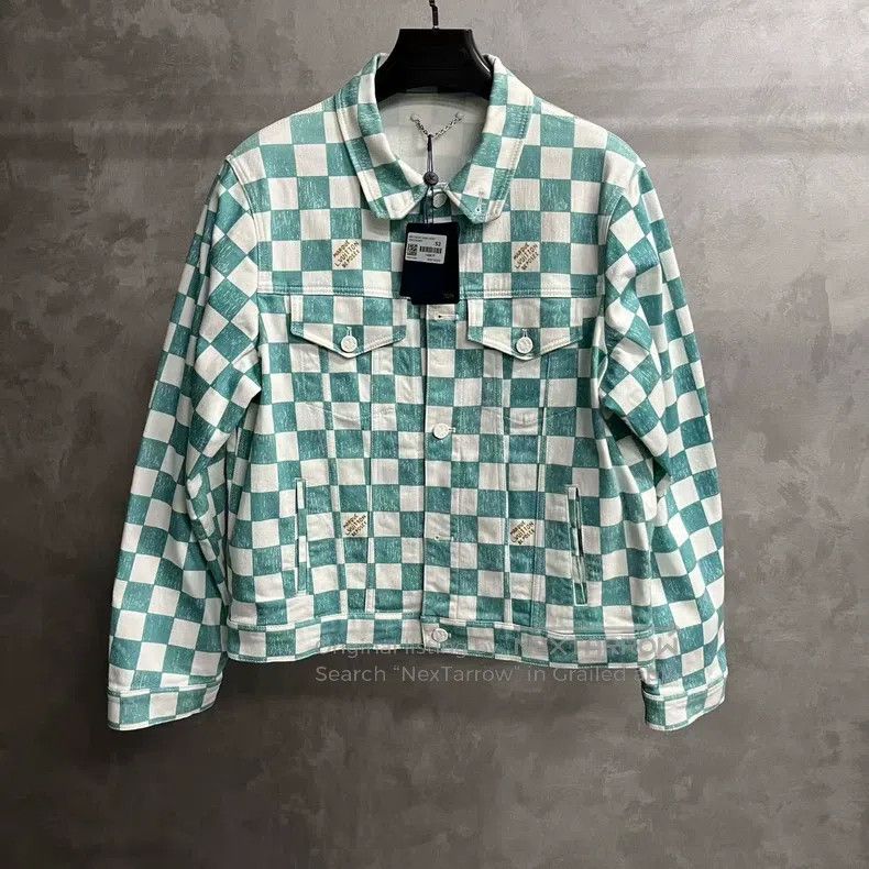 Louis Vuitton Louis Vuitton Green lapel checkered single-breasted denim Size US L / EU 52-54 / 3 - 1 Thumbnail