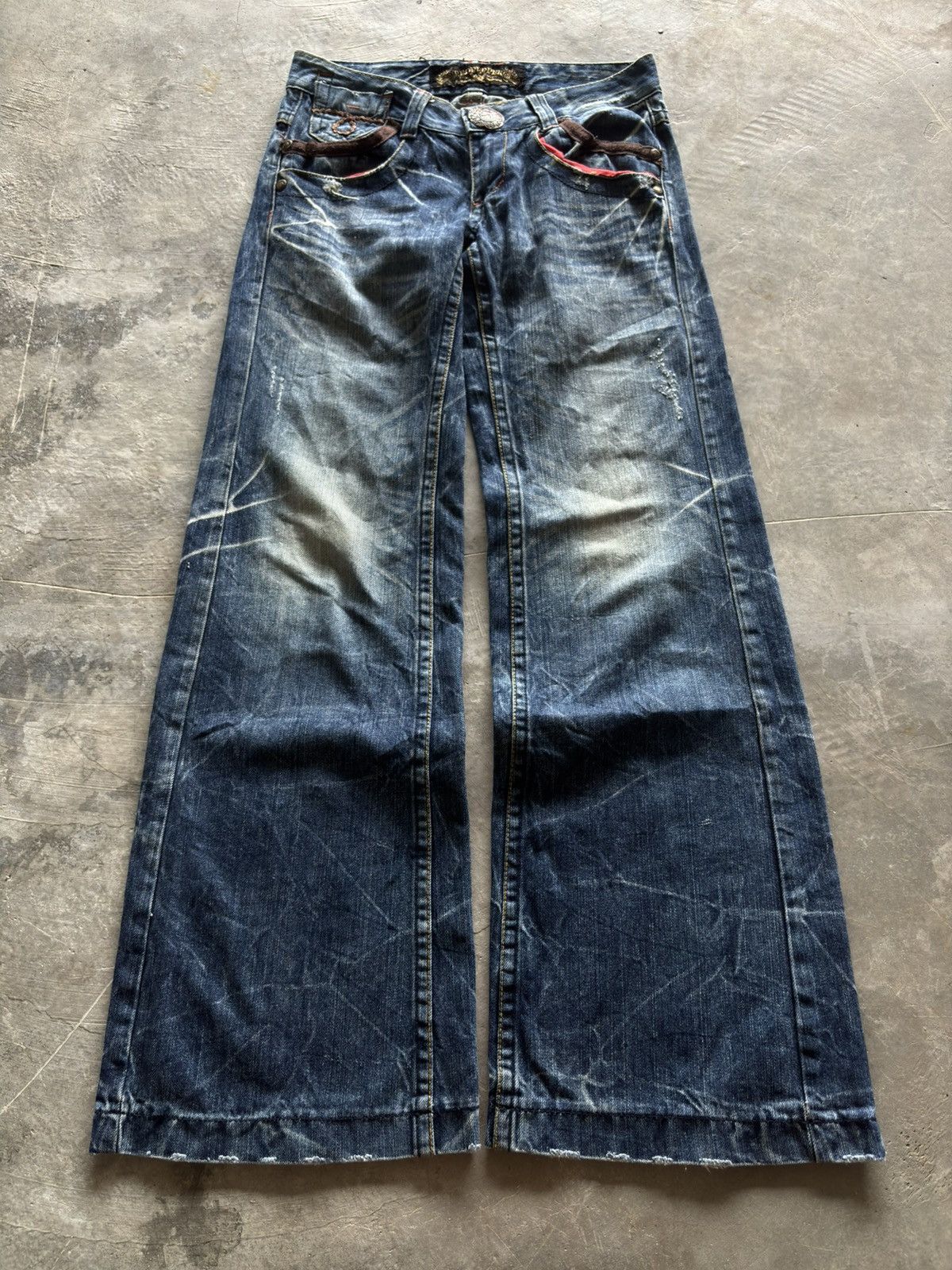 If Six Was Nine RED PEPPER super flare japanese denim washed low rise punk Size US 30 / EU 46 - 1 Thumbnail