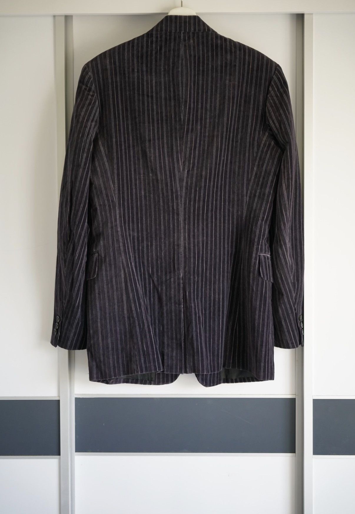 Yohji Yamamoto Yohji Yamamoto 05aw Purple Velvet Striped Blazer K4 Size US XL / EU 56 / 4 - 2 Thumbnail